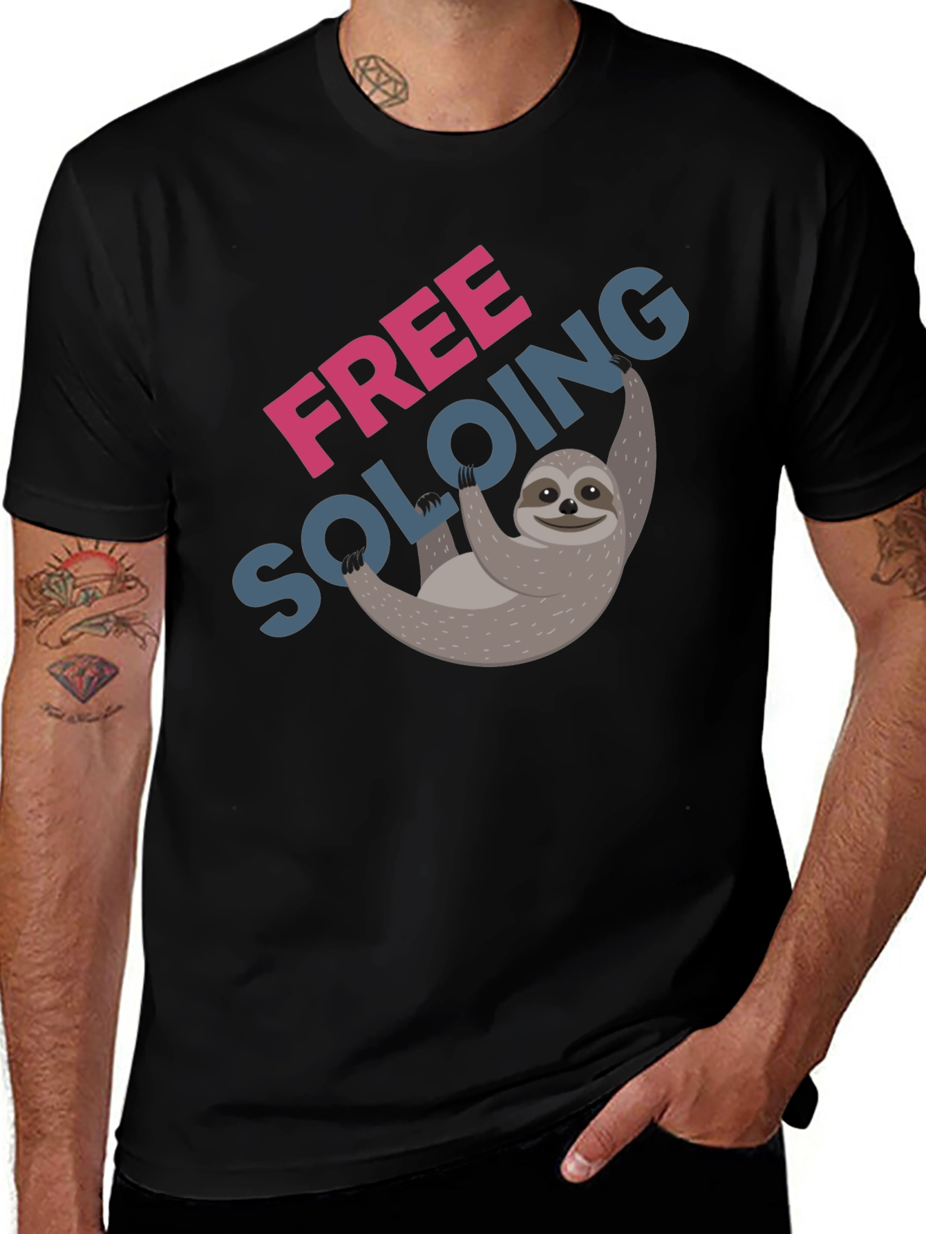 Variant 17 of Free Soloing Sloth T-Shirt - Climbing Humor