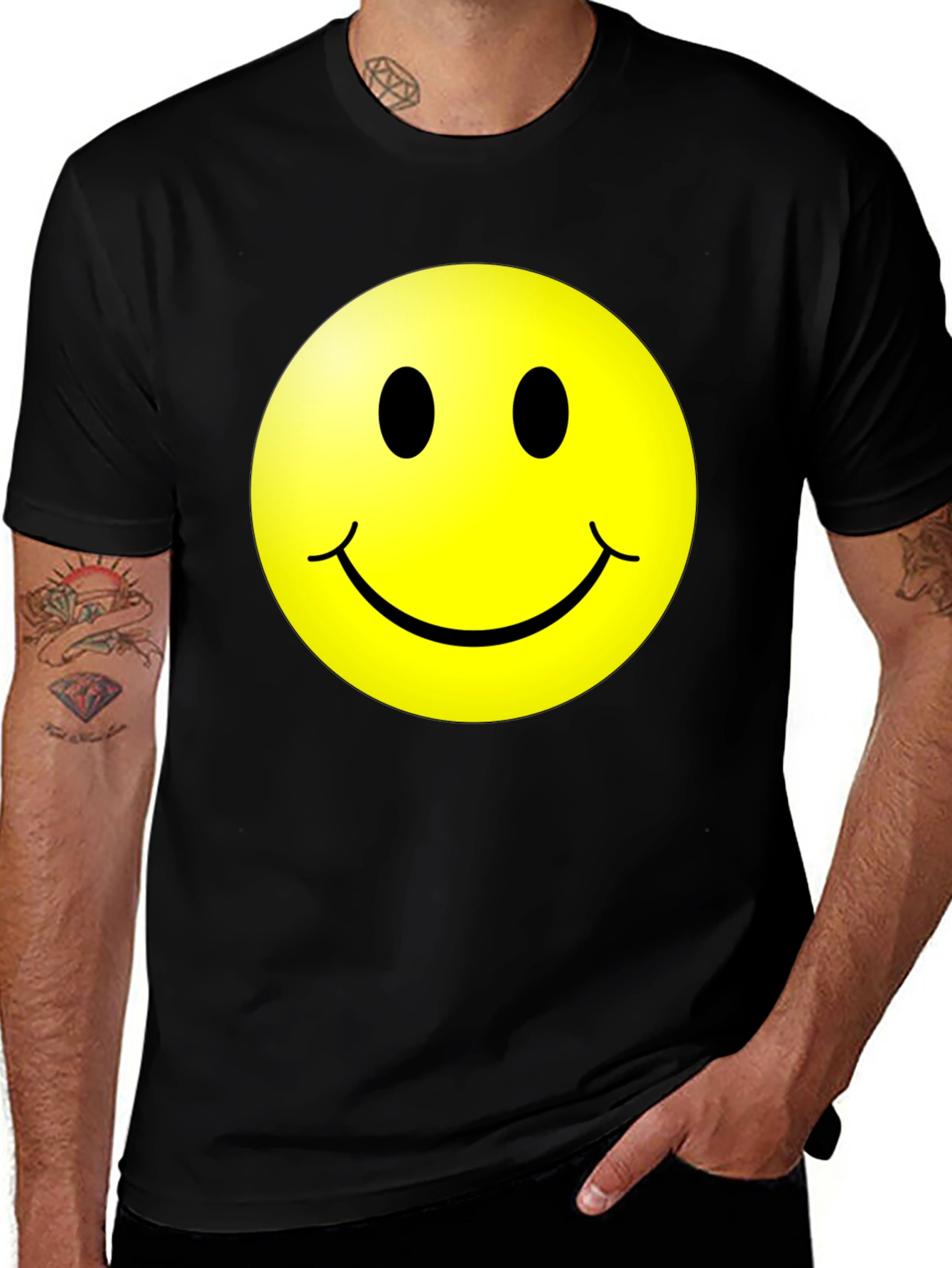 Variant 16 of Smiley Face Graphic Black T-Shirt