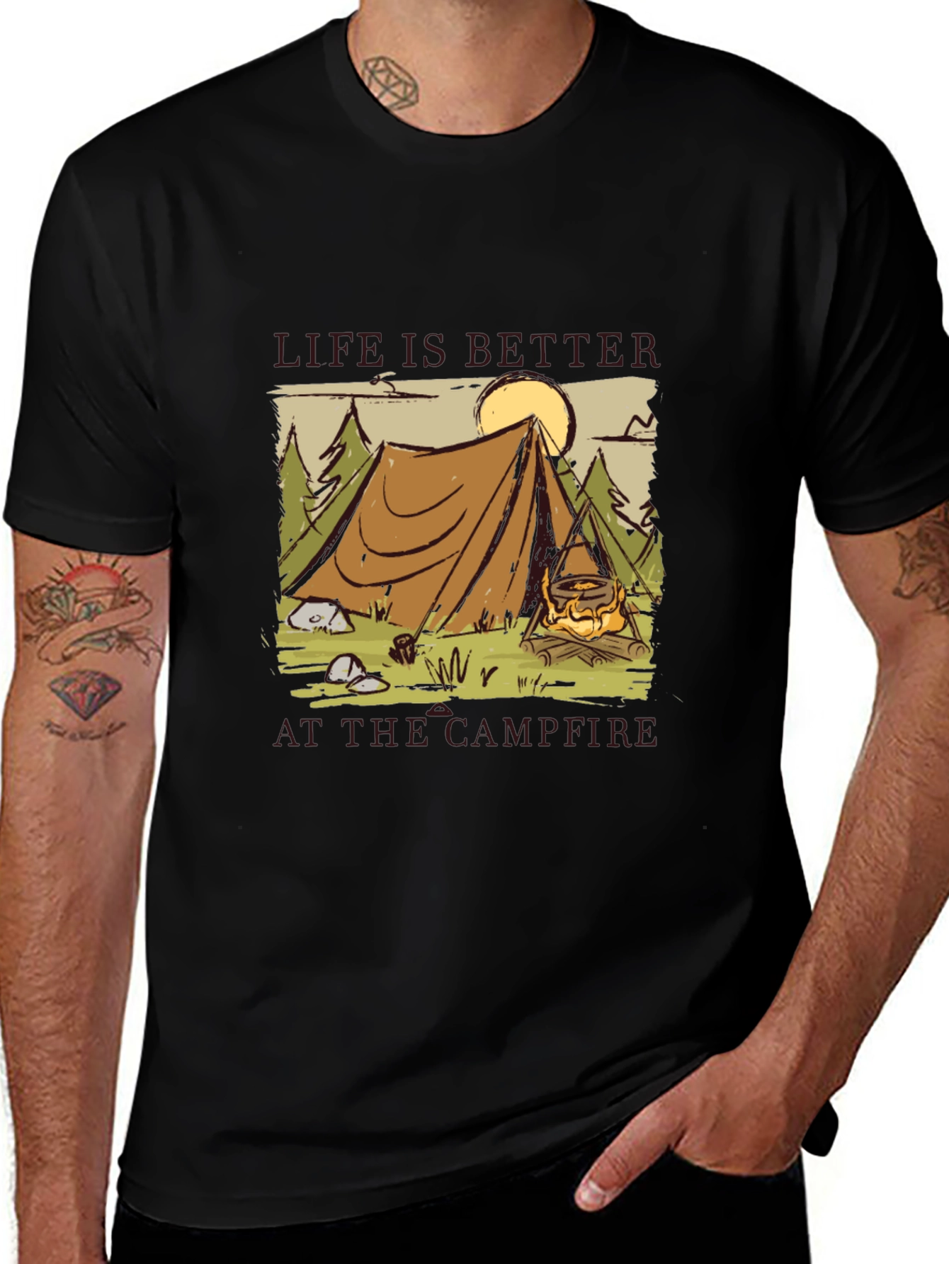 Variant 3 of Camping Campfire Graphic Tee