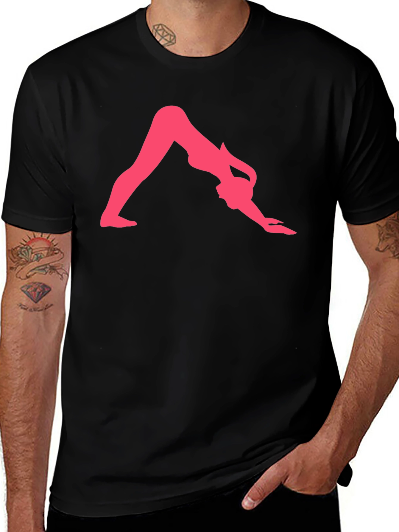 Variant 14 of Yoga Pose Graphic Tee - Black Unisex T-Shirt
