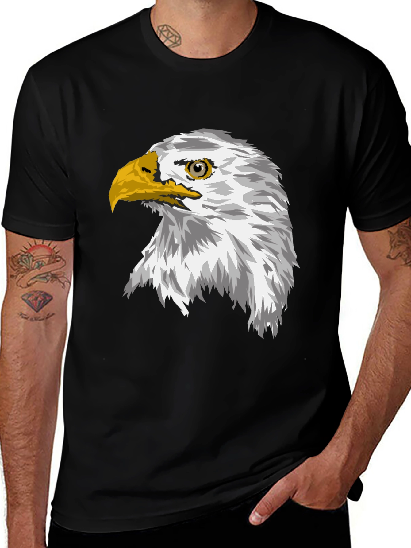 Variant 14 of Bald Eagle Graphic Print Black T-Shirt