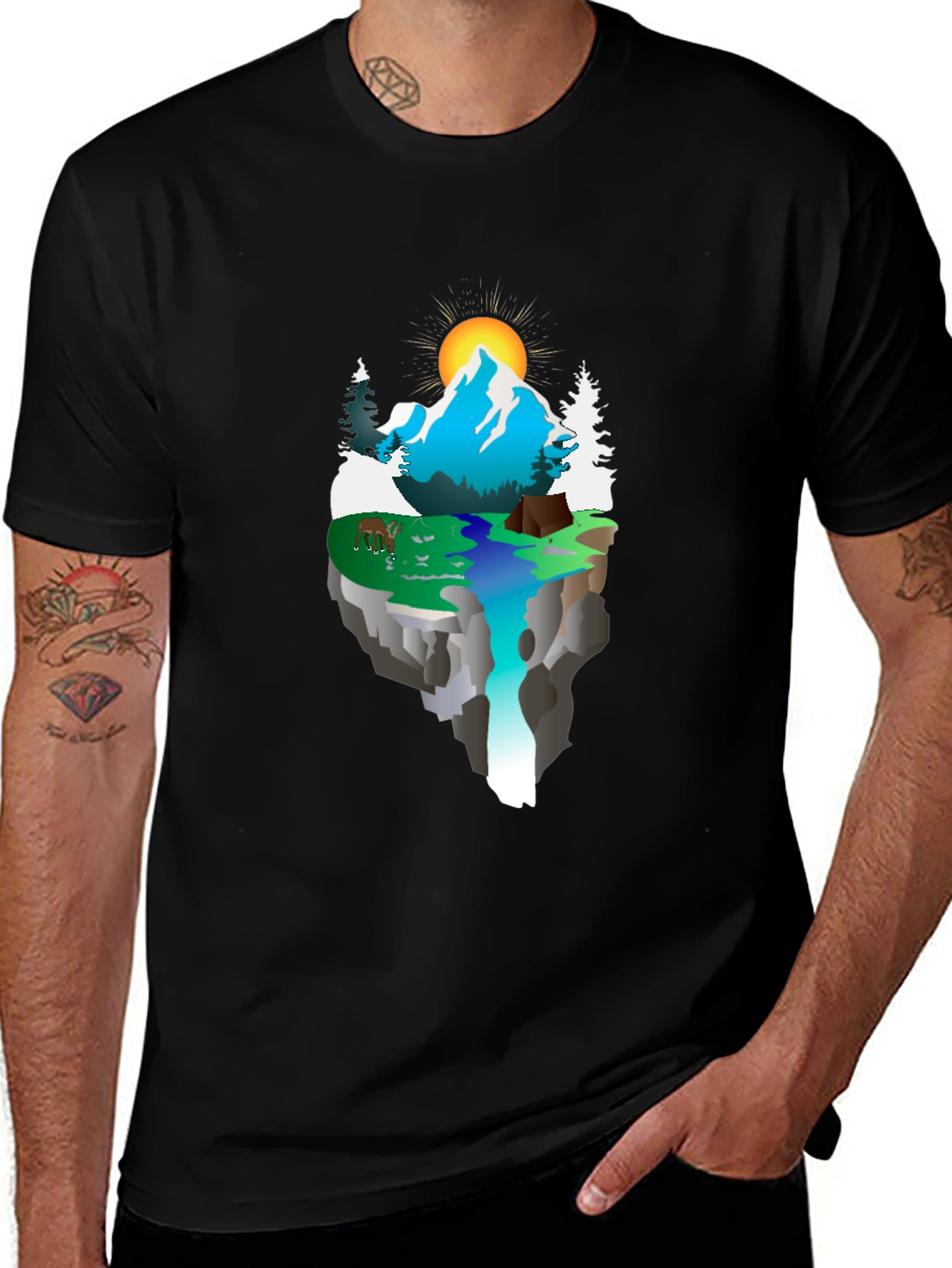 Mountain Adventure Graphic T-Shirt - Nature Scene Tee