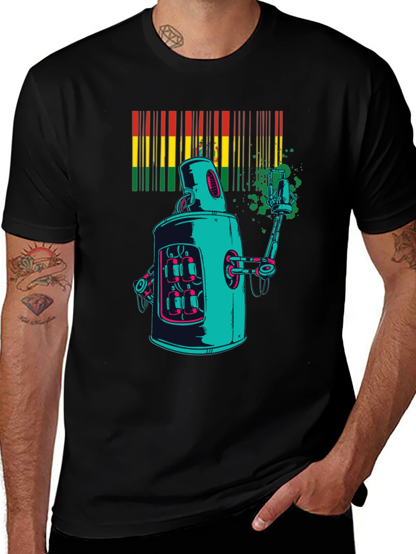 Variant 28 of Retro Robot Graphic T-Shirt - Black
