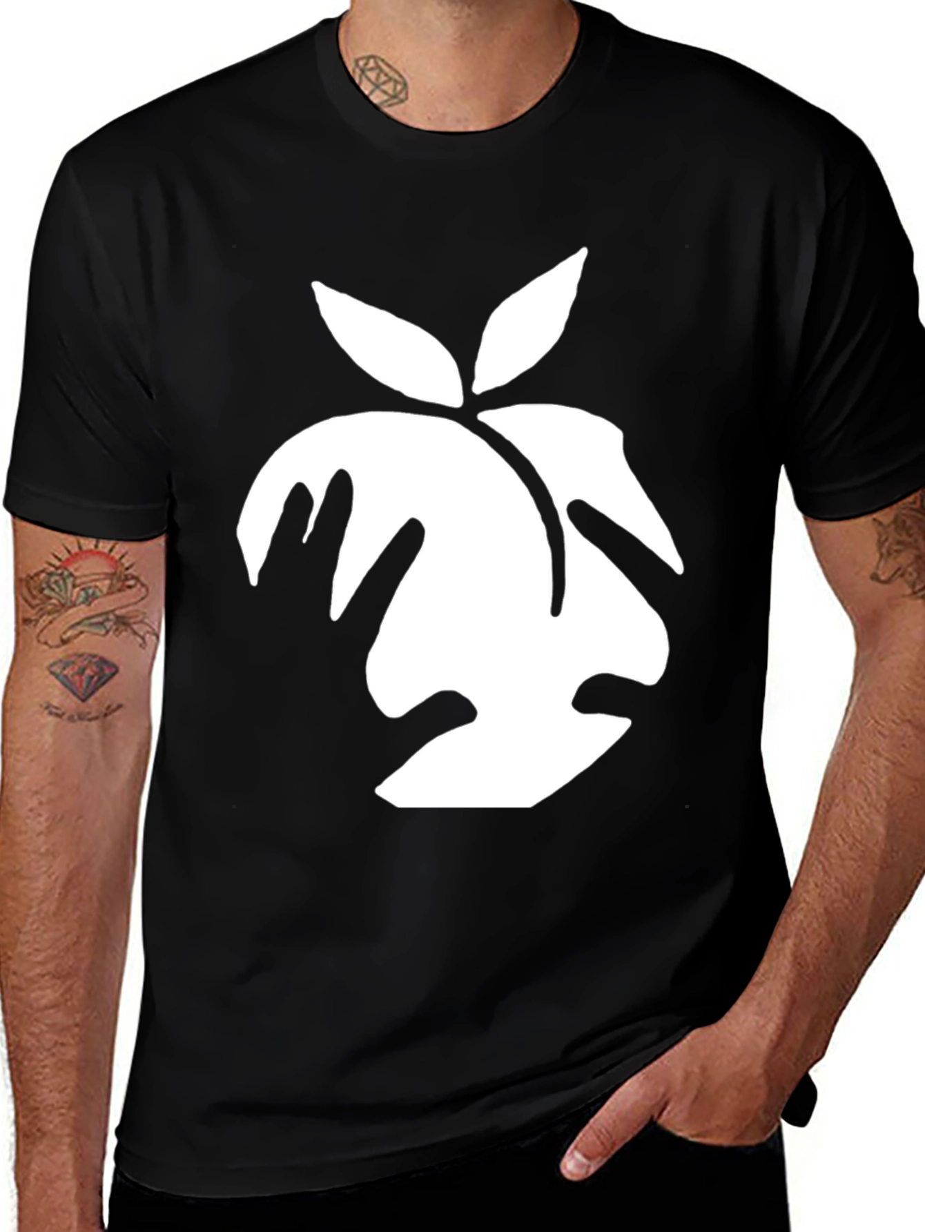 Variant 19 of Peach Graphic Black T-Shirt - Soft Cotton Blend