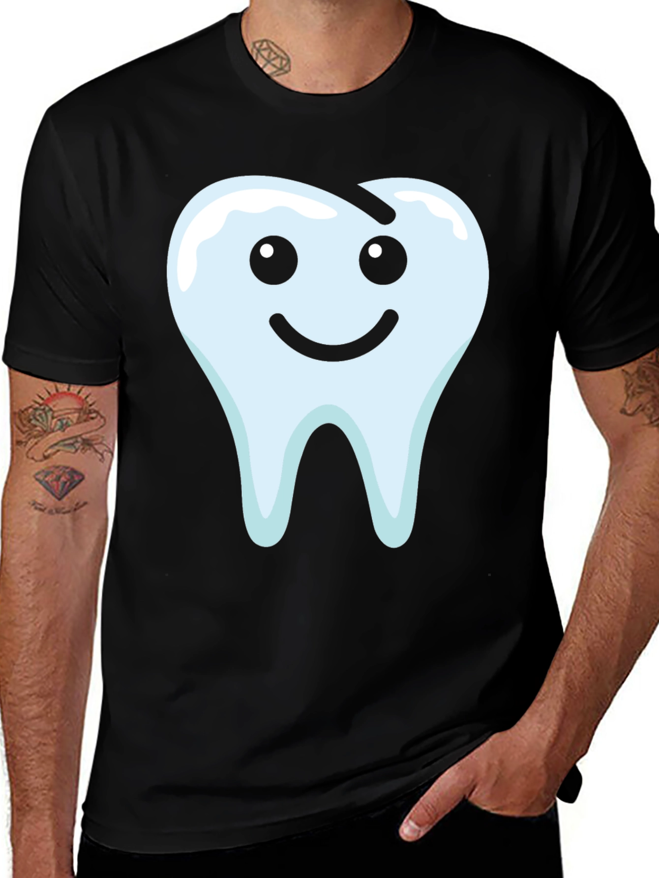 Variant 26 of Smiley Tooth Graphic Tee - Black Cotton T-Shirt
