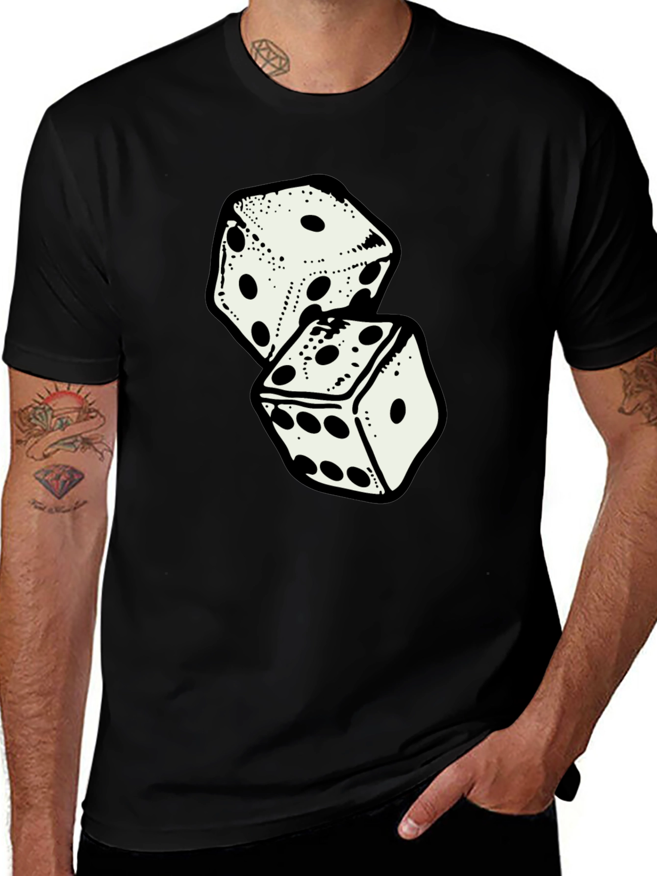 Variant 20 of Dice Graphic T-Shirt - Casual Black Tee