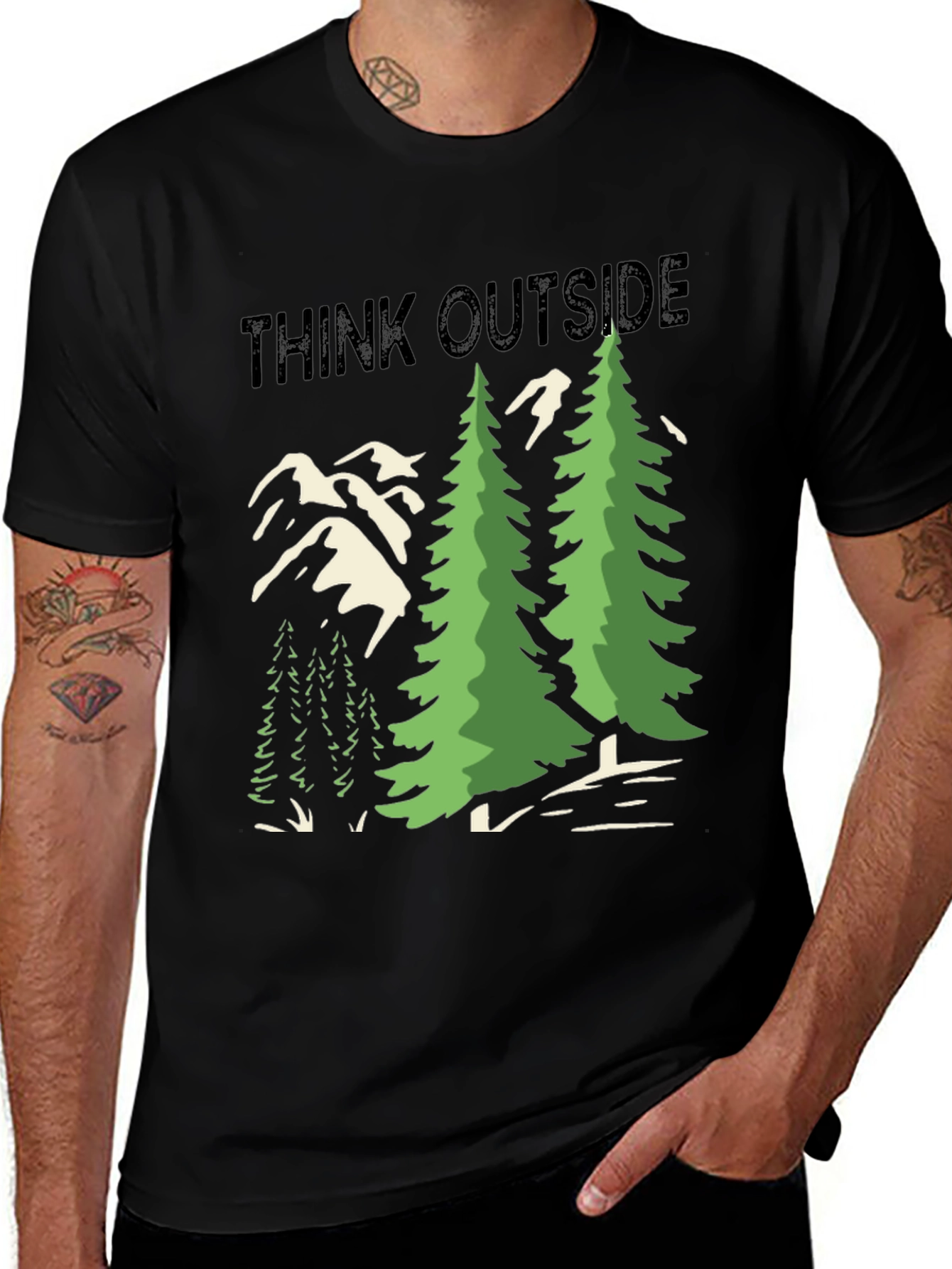 Variant 7 of Think Outside Graphic Tee - Nature Lover Shirt