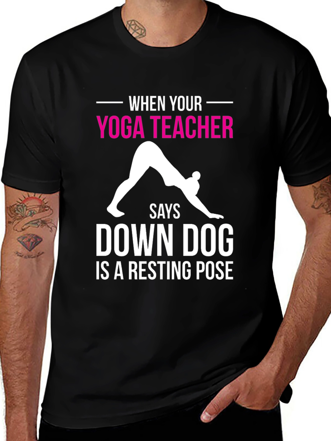 Variant 13 of Funny Yoga T-Shirt: Down Dog Resting Pose