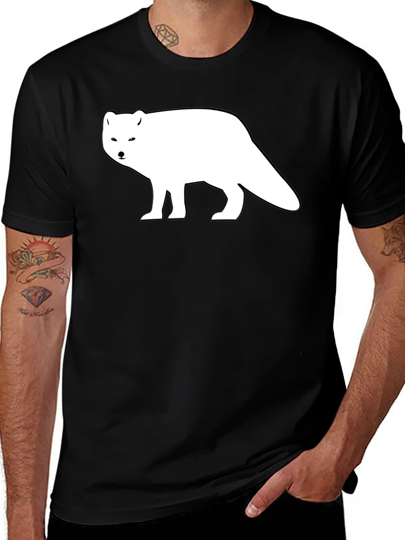 Arctic Fox Graphic Tee - Black Cotton Shirt