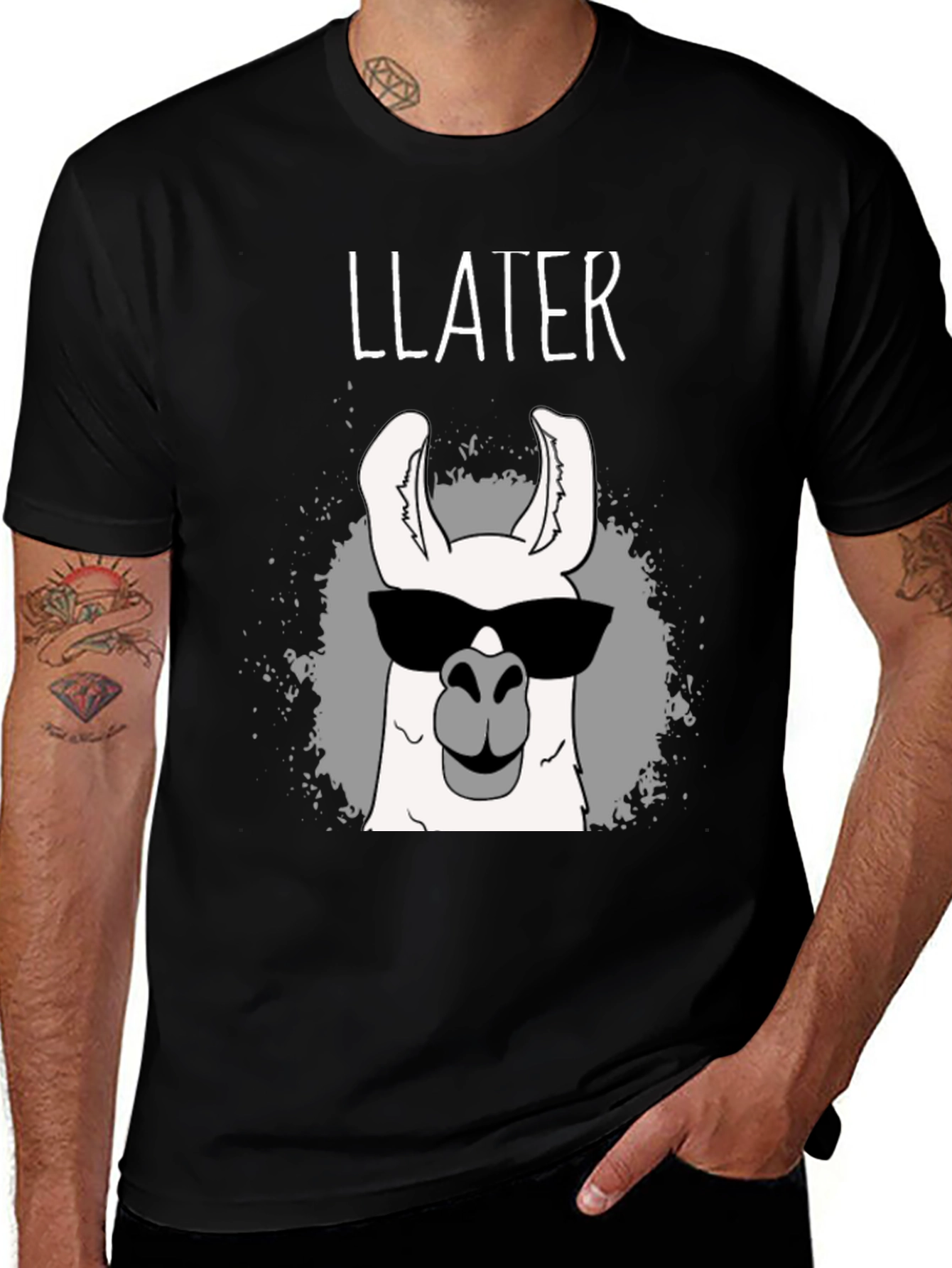Black Llater Cool Llama Black T-Shirt main image