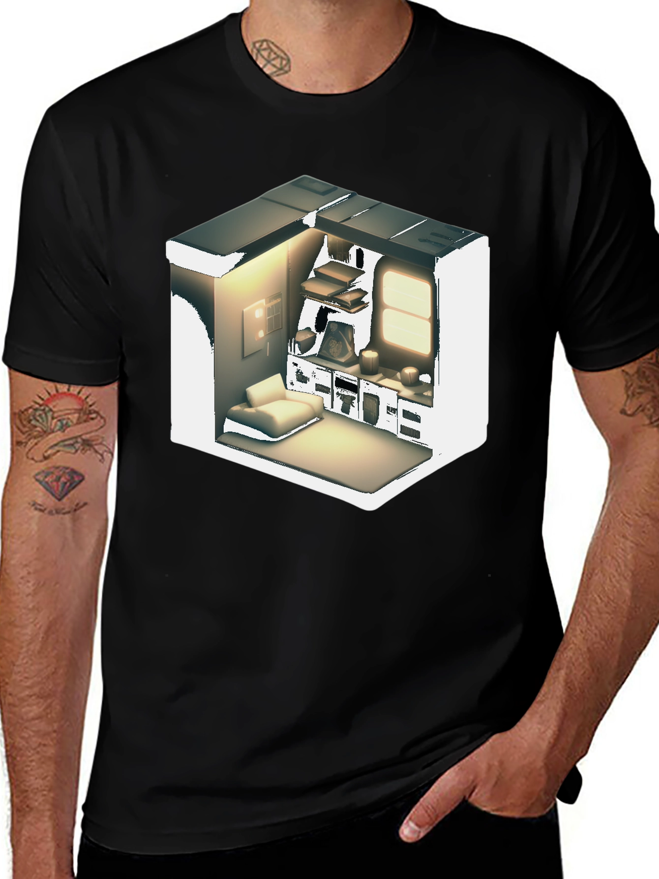 Variant 18 of Isometric Room T-Shirt - Modern Minimalist Design
