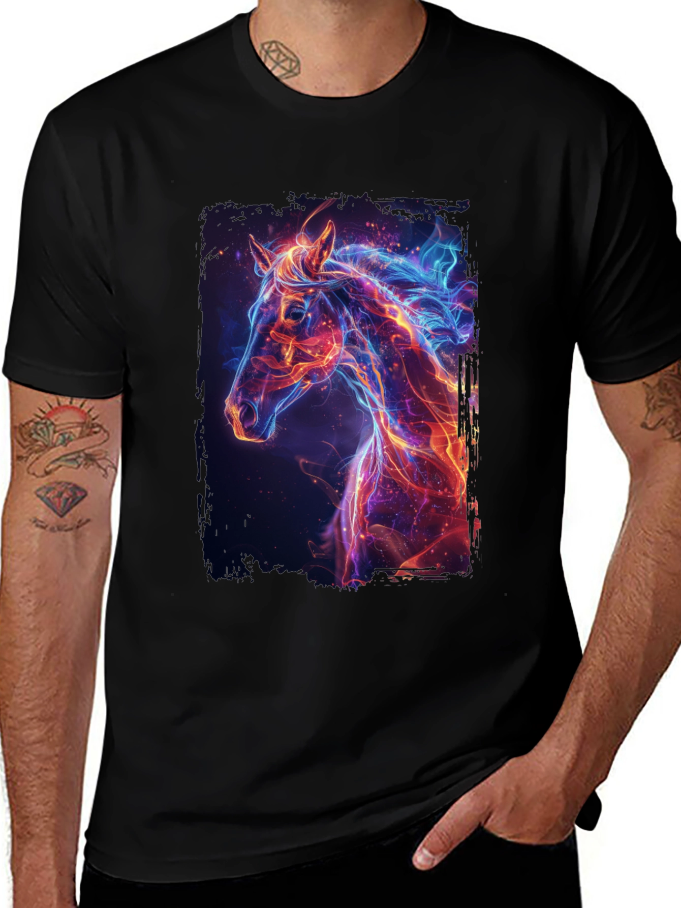 Variant 4 of Fiery Horse Graphic Tee - Premium Black T-Shirt
