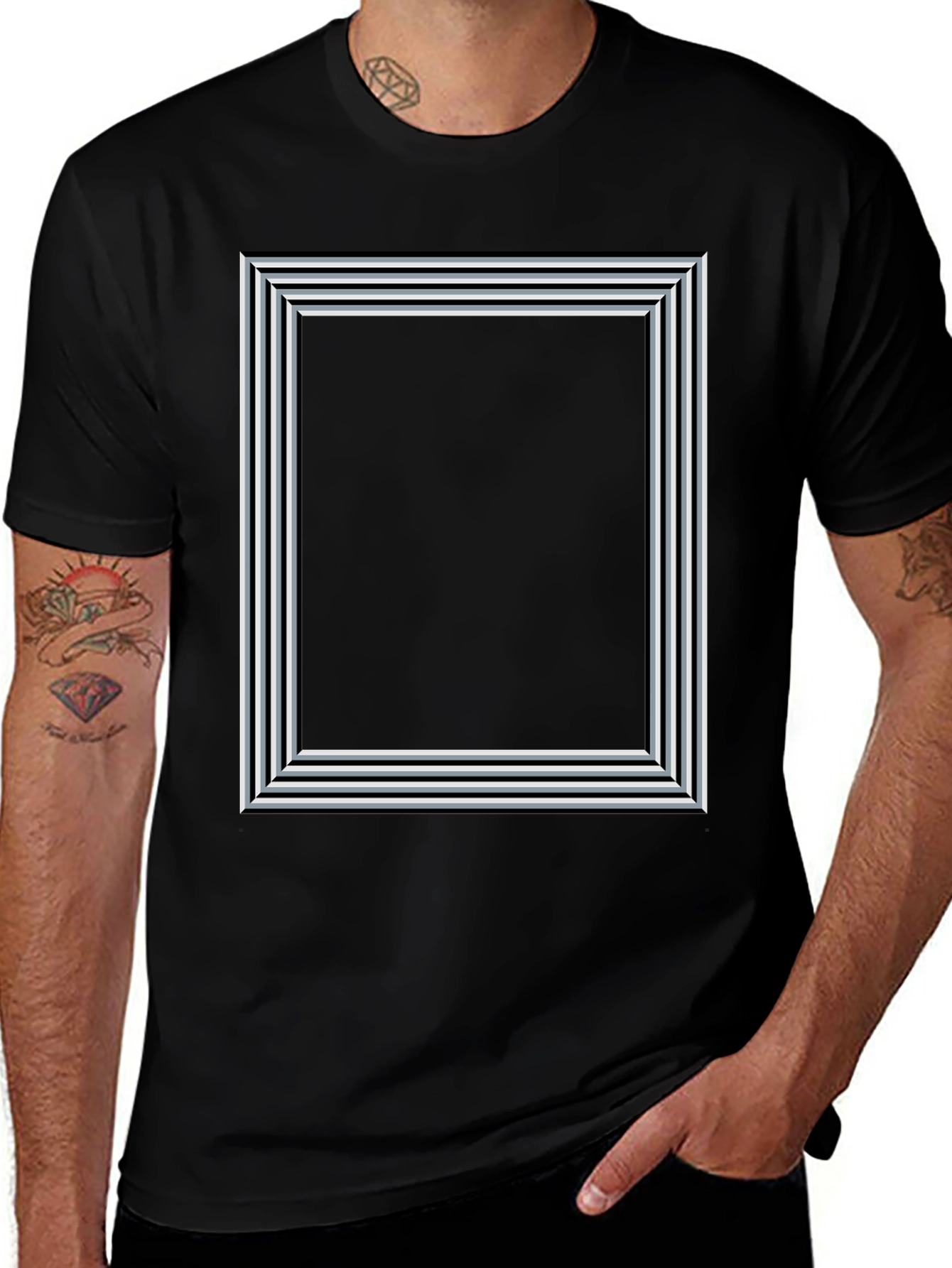 Variant 13 of Modern Framed Graphic Tee - Black