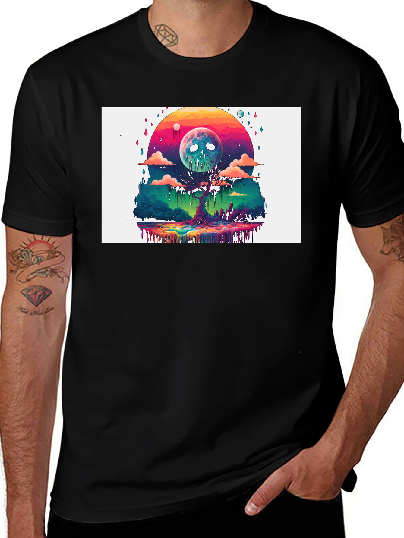 Variant 15 of Psychedelic Moon T-Shirt - Black