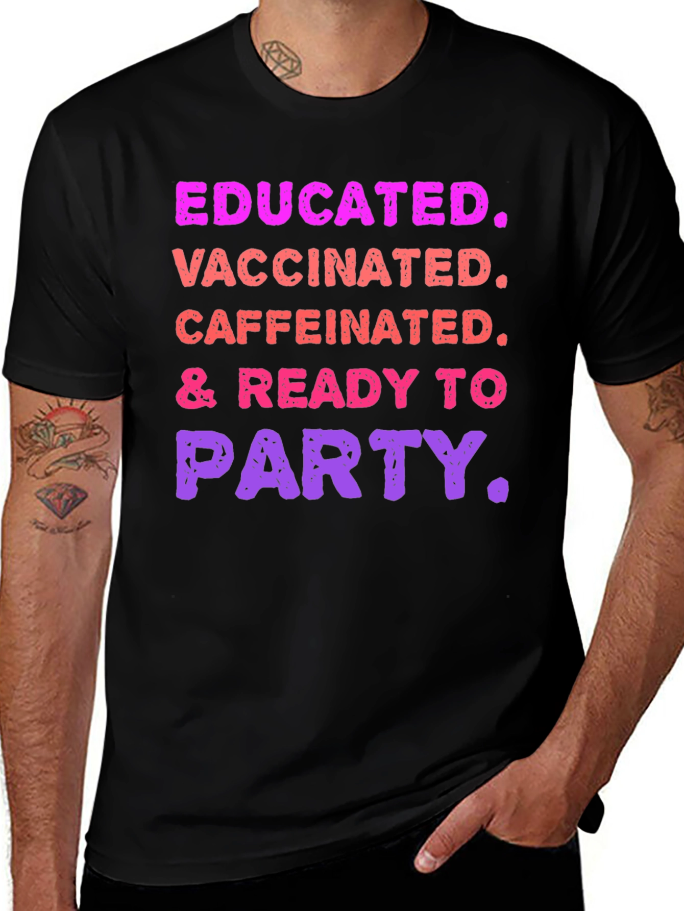 Educated Vaccinated Caffeinated Party T-Shirt