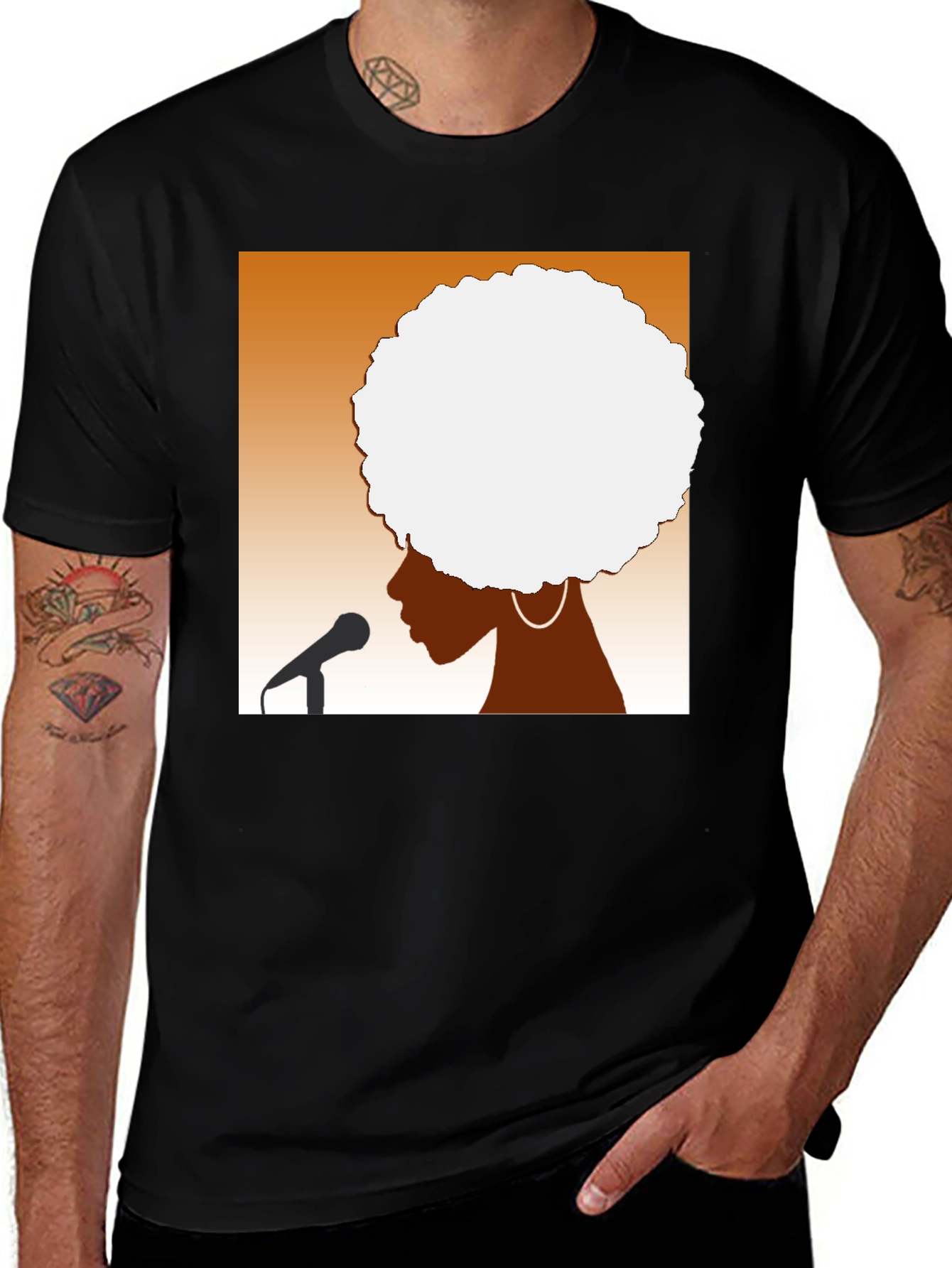 Variant 28 of Afro Silhouette Graphic Tee - Black Cotton T-Shirt
