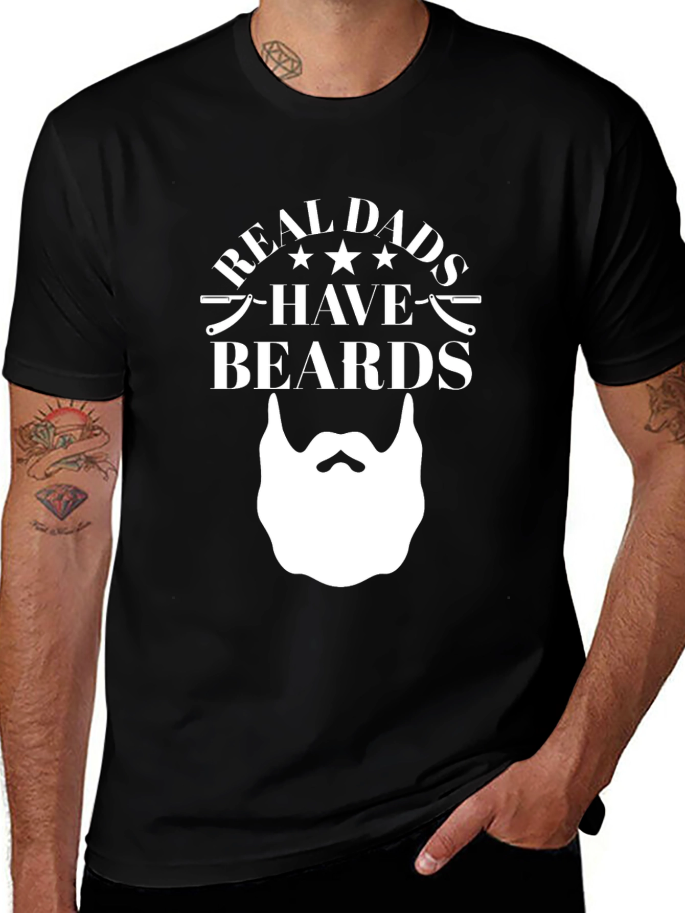 Variant 19 of Real Dads Have Beards Graphic Tee - Black