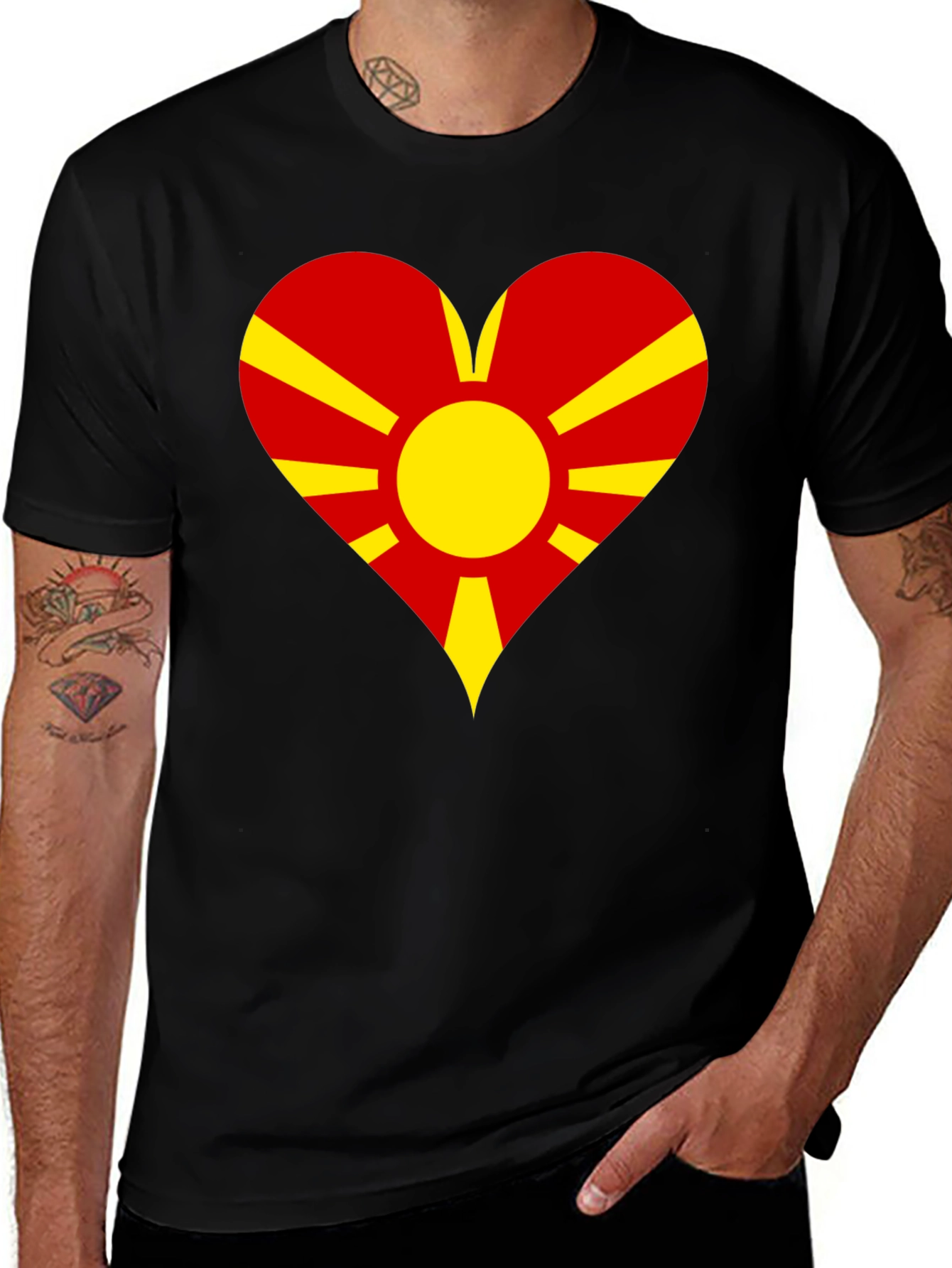 Variant 23 of Macedonia Flag Heart Graphic T-Shirt