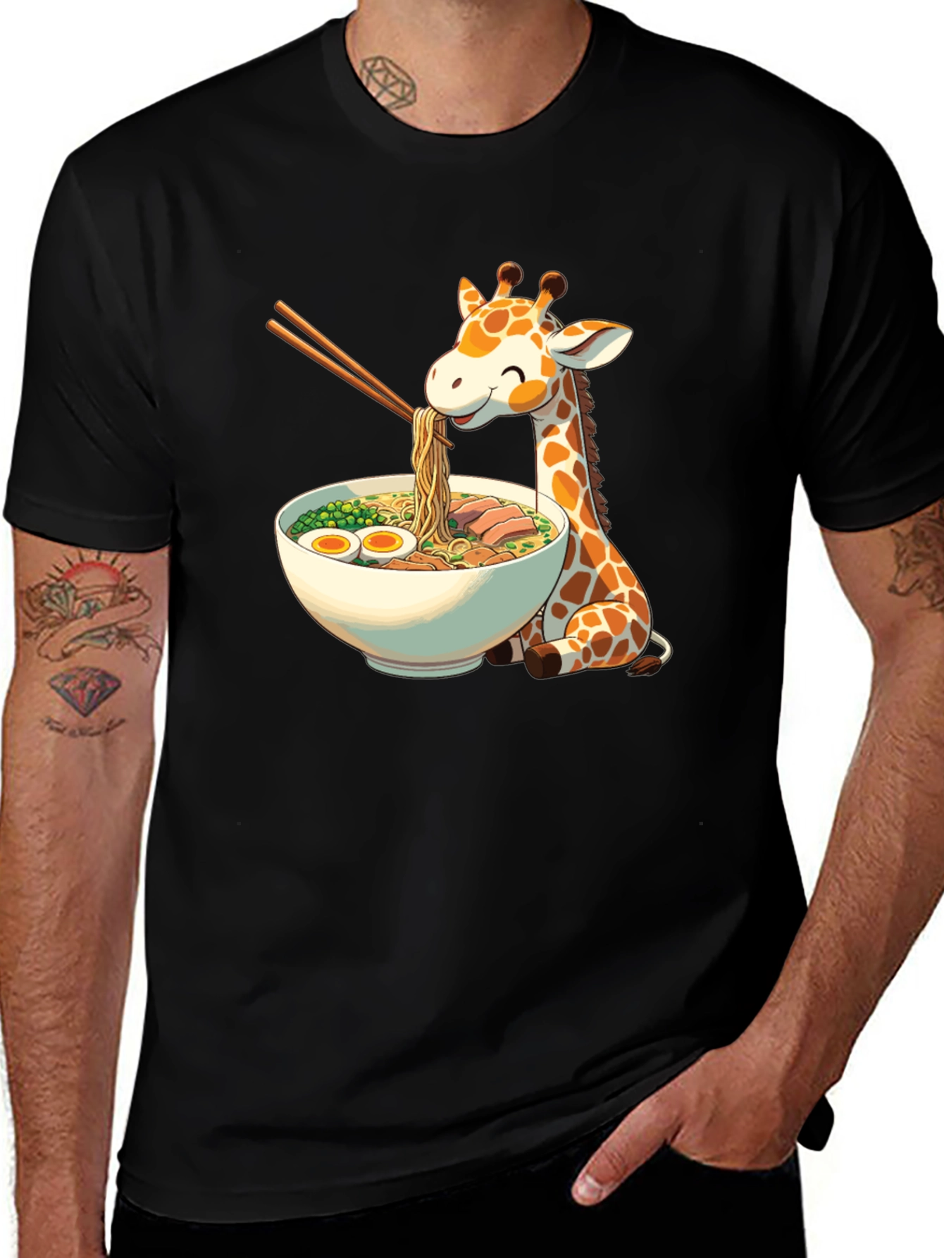 Variant 5 of Giraffe Ramen Black T-Shirt - Unique Graphic Tee