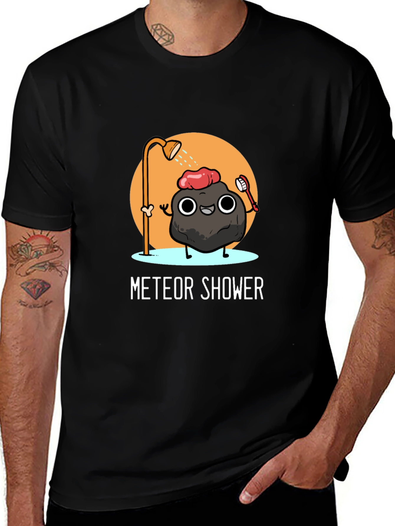 Variant 16 of Meteor Shower Cartoon Black T-Shirt
