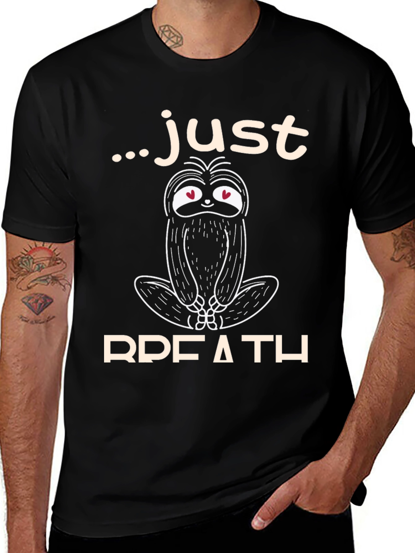 Variant 30 of Just Breath Sloth Graphic Tee - Relaxed Comfort