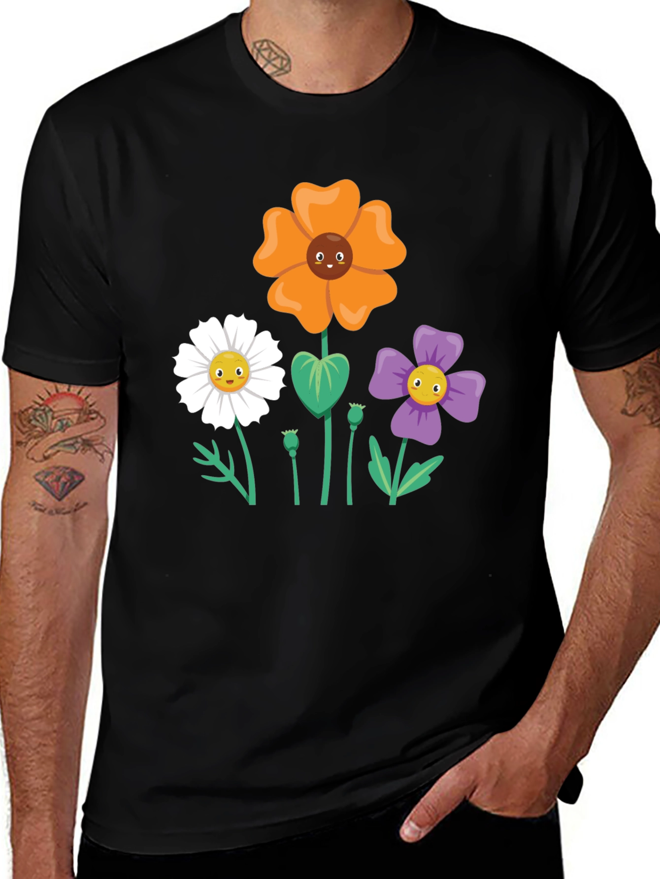 Variant 14 of Floral Graphic Tee - Cartoon Flower Shirt
