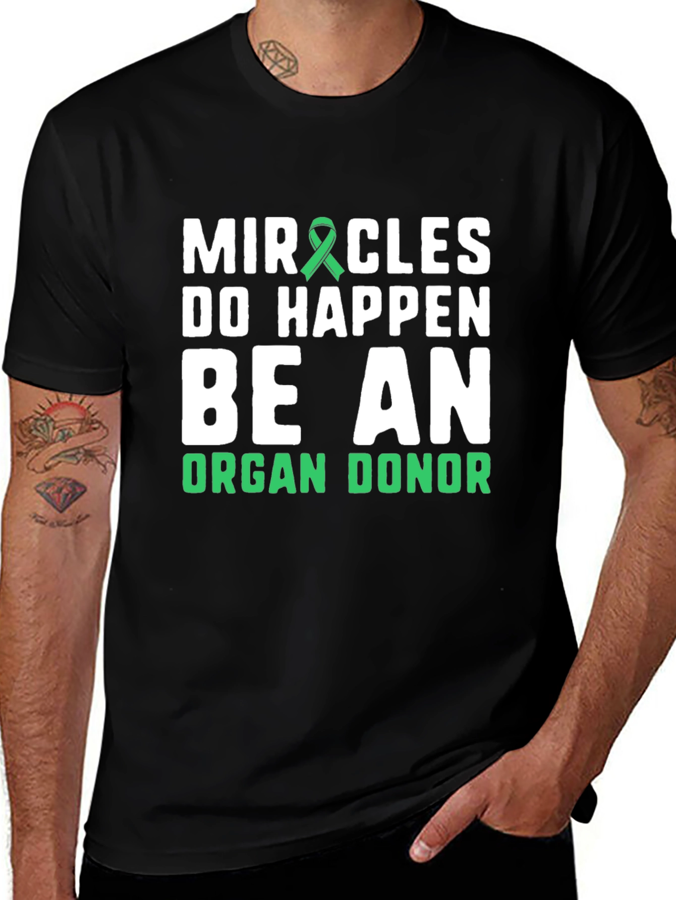 Variant 5 of Miracles Happen Organ Donor T-Shirt - Black