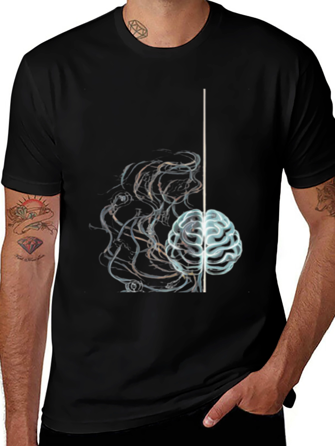 Brain Power Graphic T-Shirt - Black