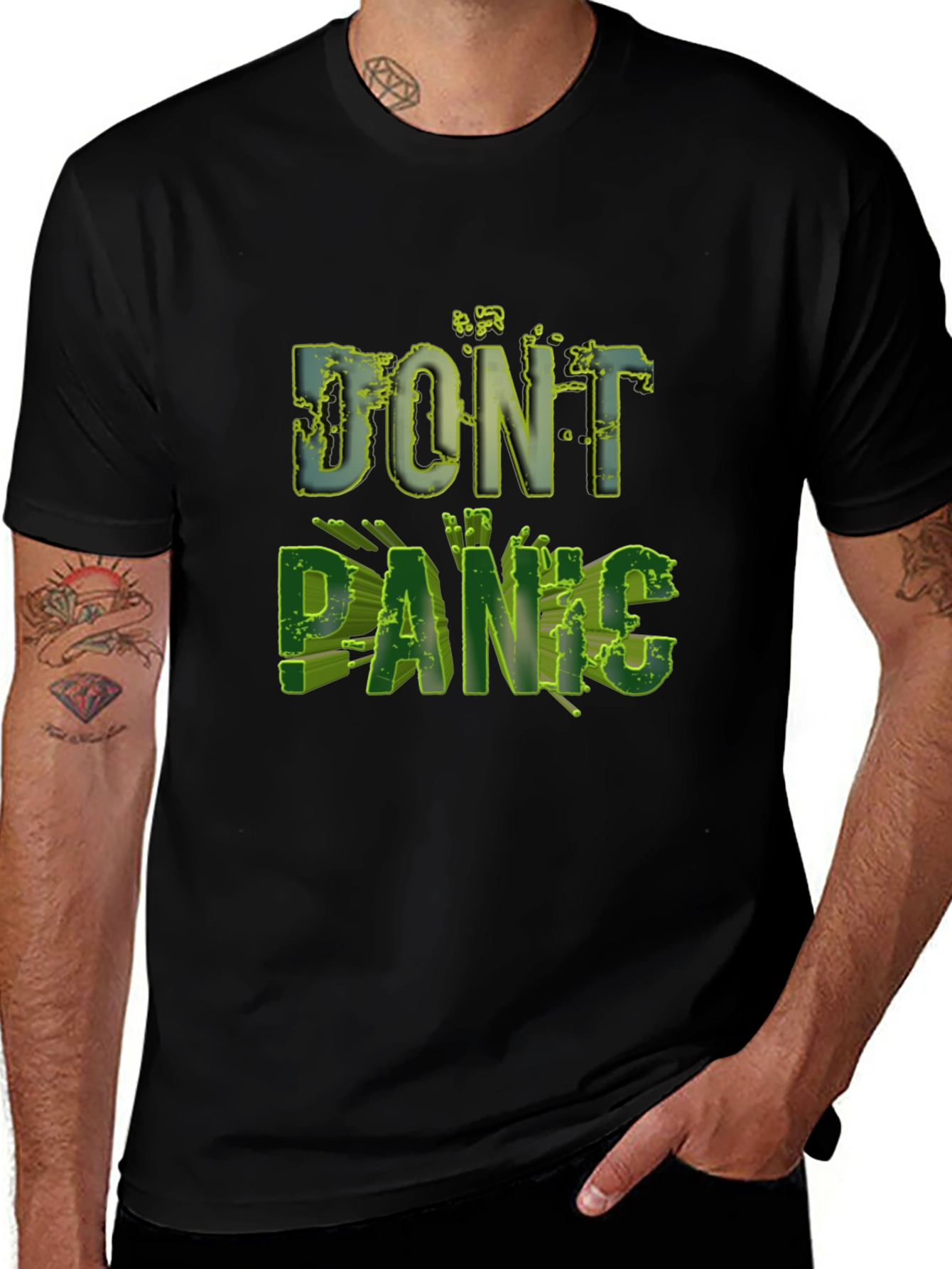 Variant 18 of Don't Panic Graphic T-Shirt - Black Tee