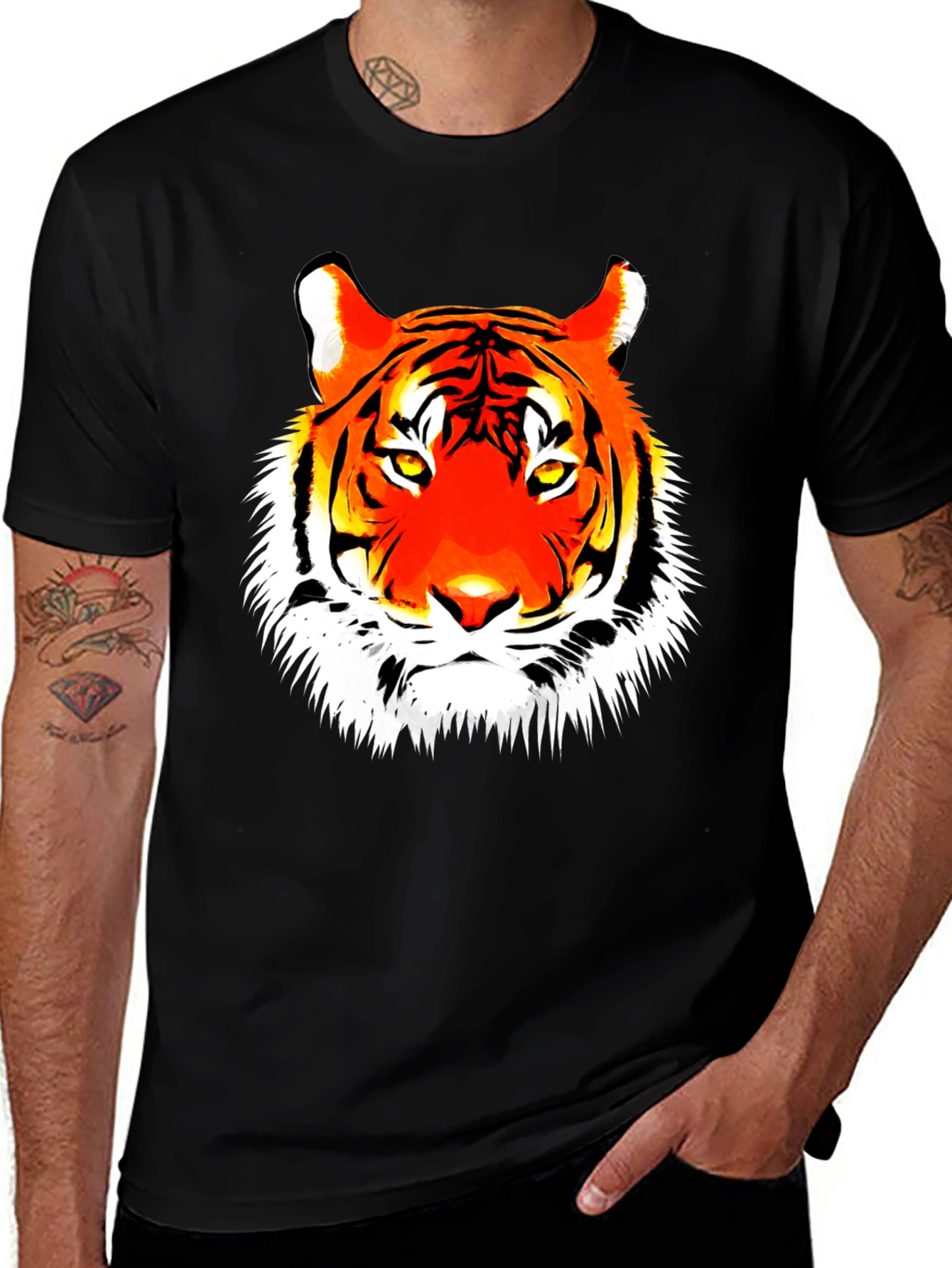 Variant 7 of Men's Black Tiger Graphic Tee