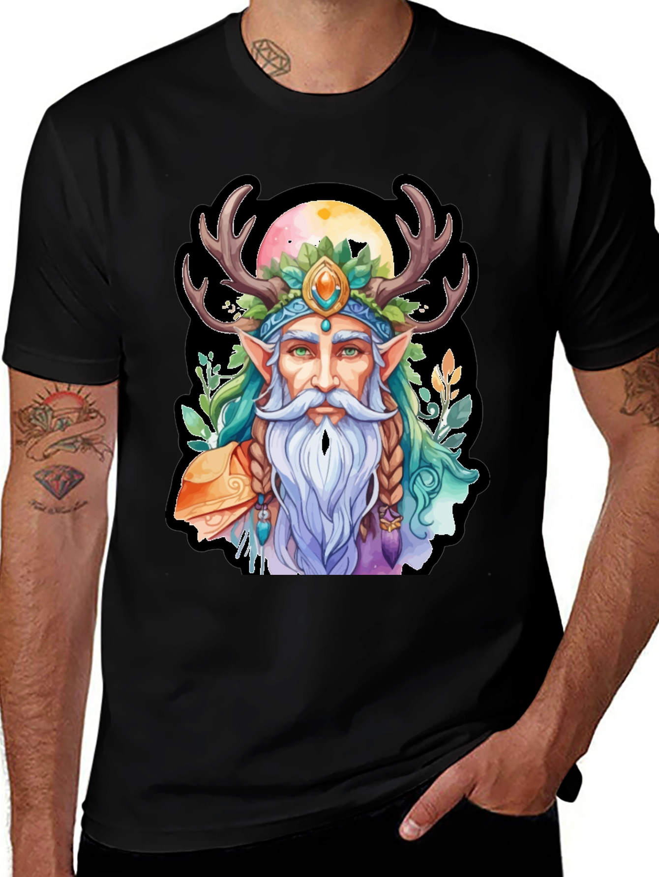 Variant 15 of Whimsical Druid Graphic Tee - Black