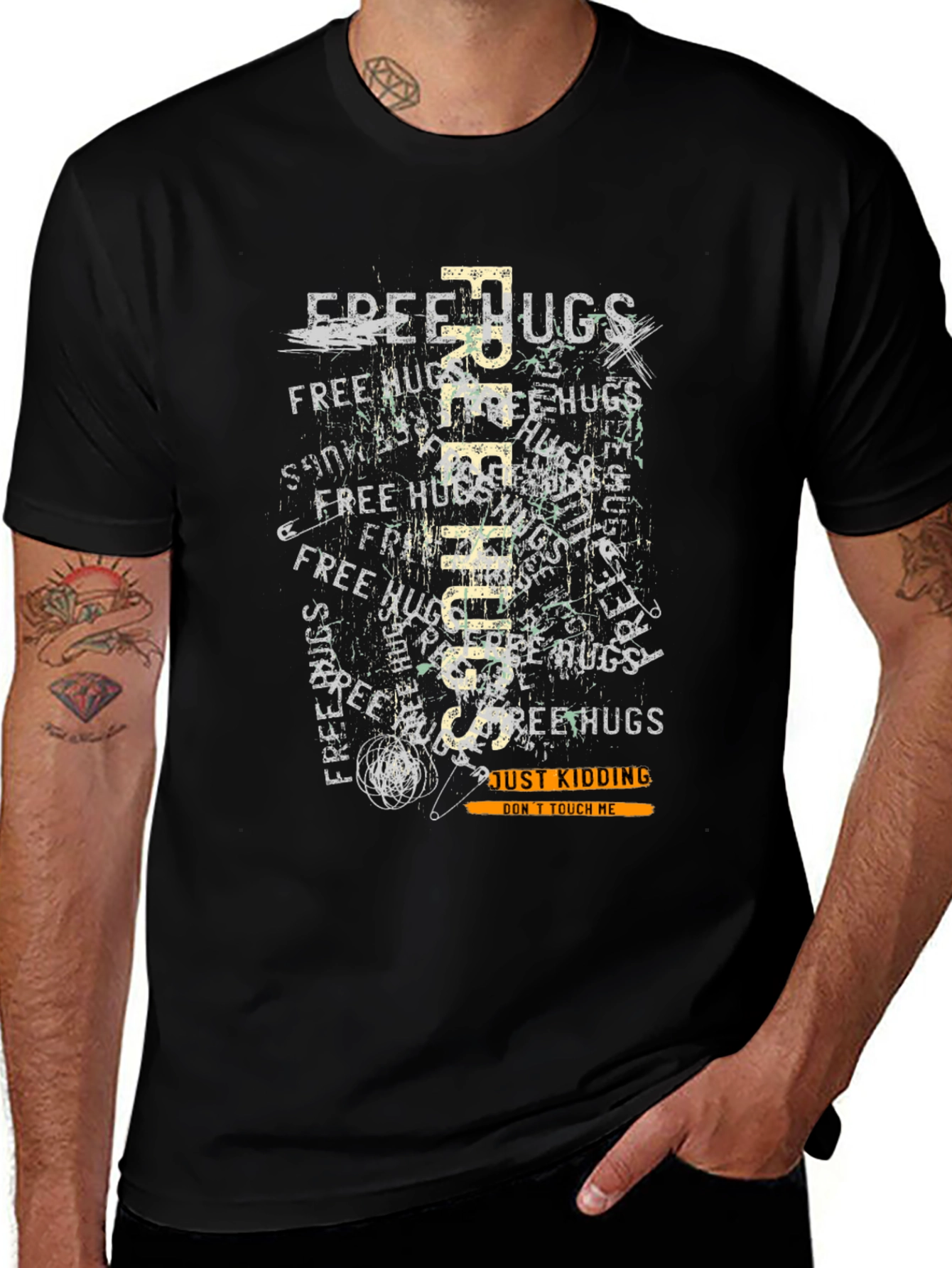 Variant 8 of Free Hugs Novelty T-Shirt - Just Kidding Design