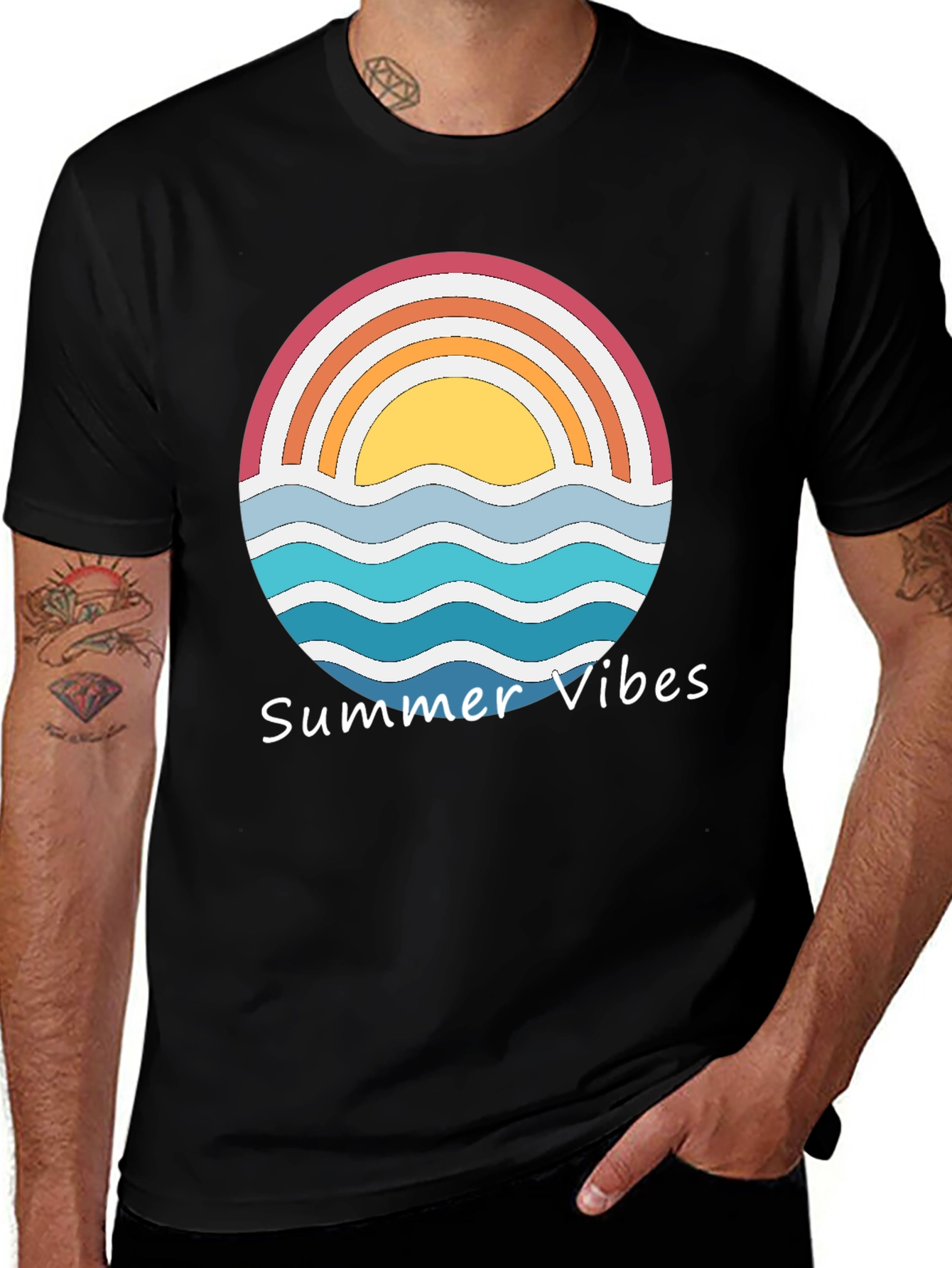 Summer Vibes Graphic Tee - Retro Sunset Design