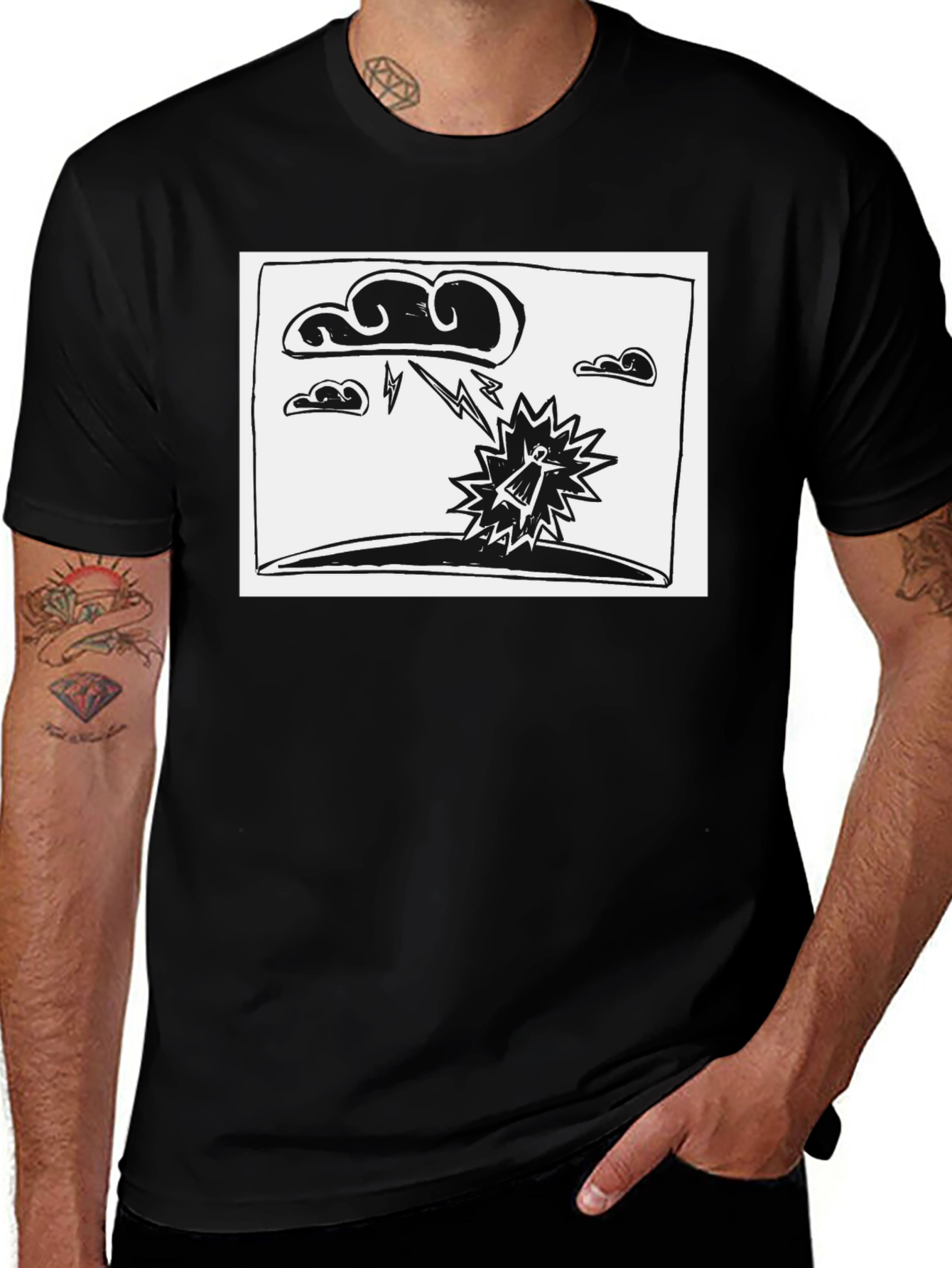 Variant 29 of Lightning Strike Graphic Black T-Shirt