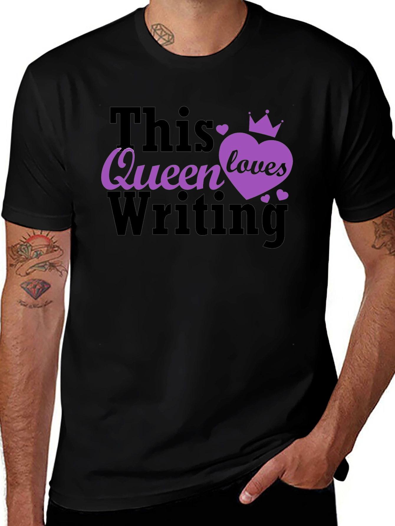 Variant 12 of Queen Loves Writing T-Shirt, Black Novelty Tee