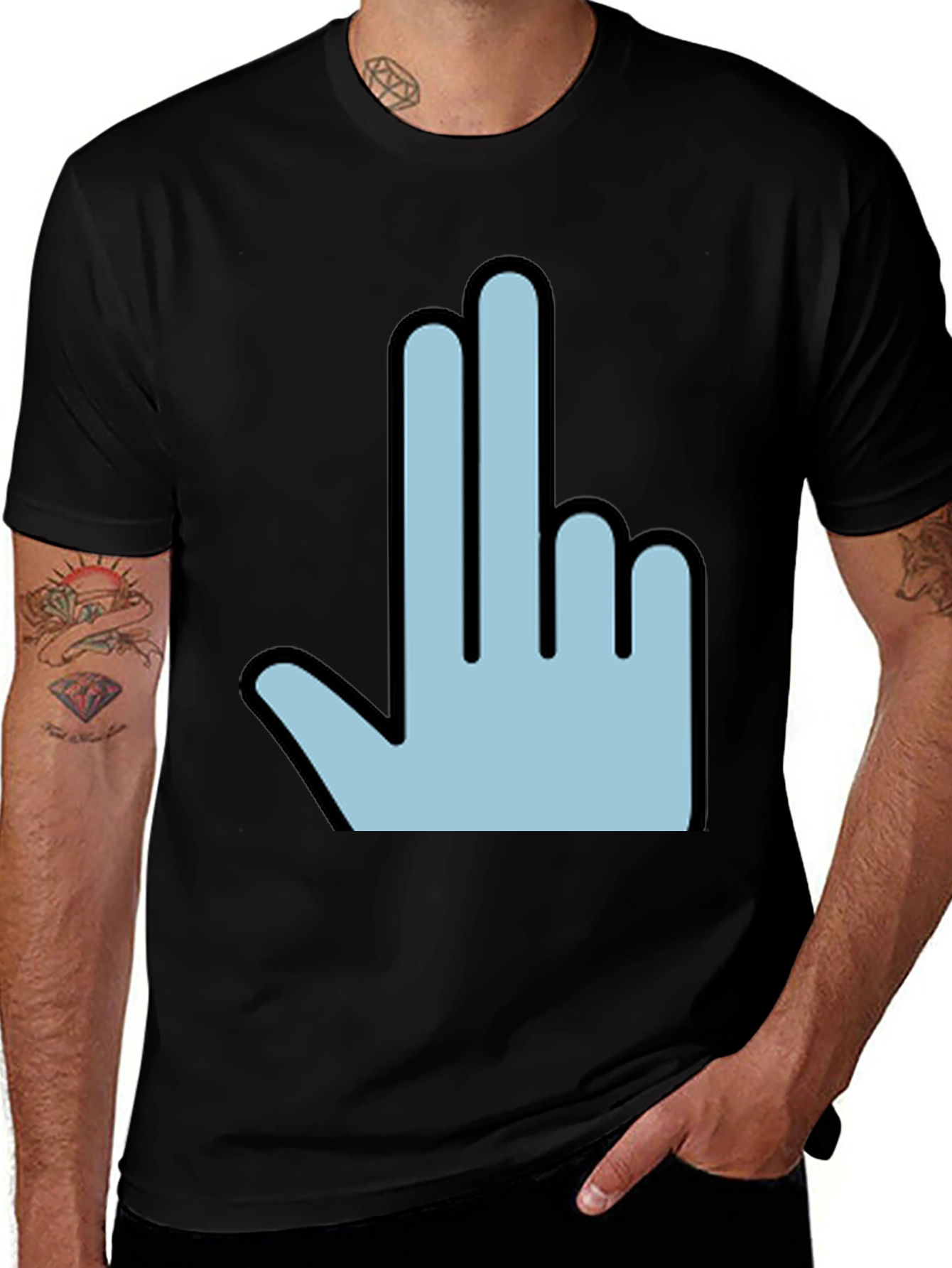 Variant 5 of Funny Hand Gesture Graphic Print Men's Black T-Shirt