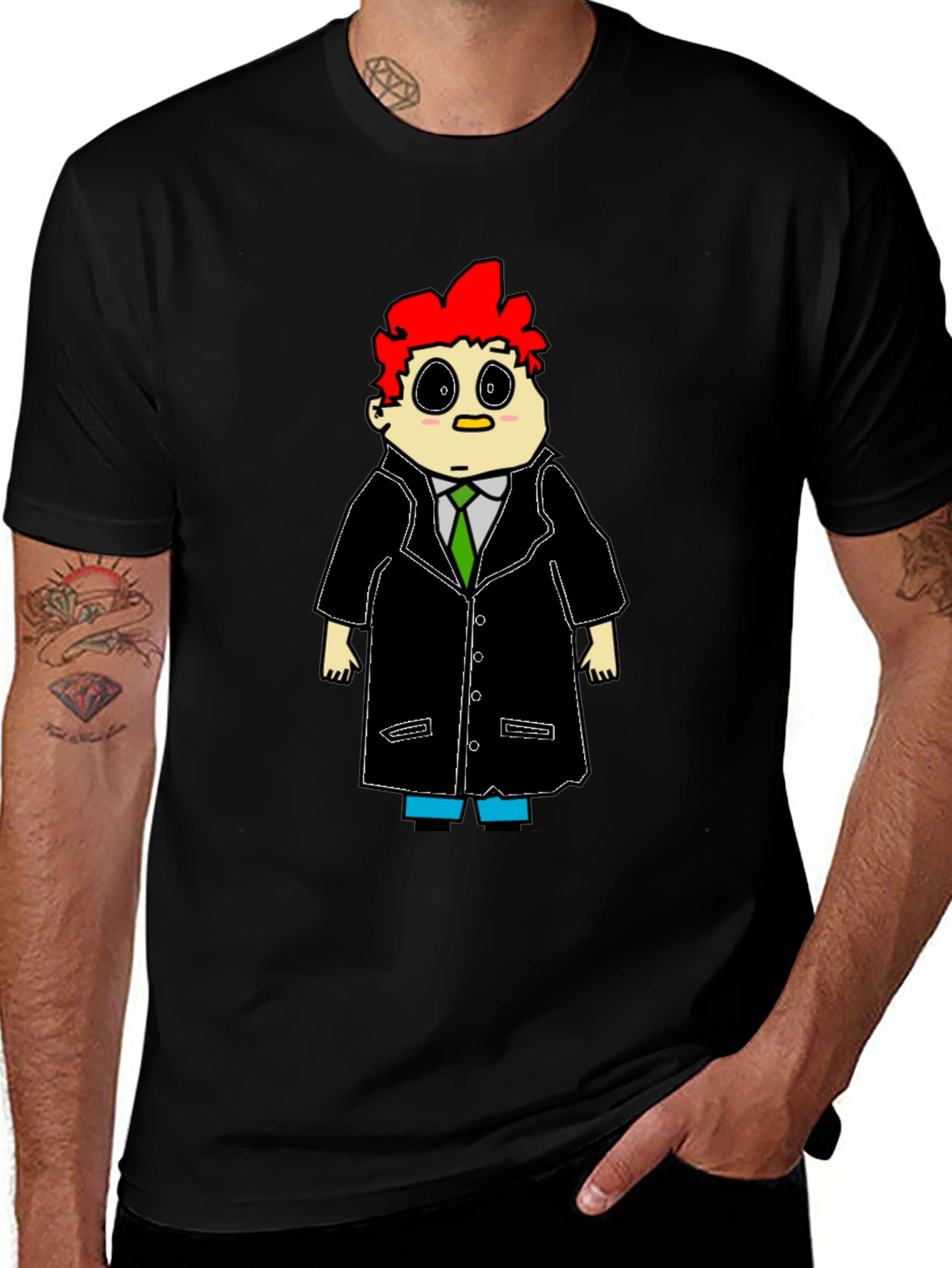 Variant 26 of Cartoon Character Graphic T-Shirt - Black