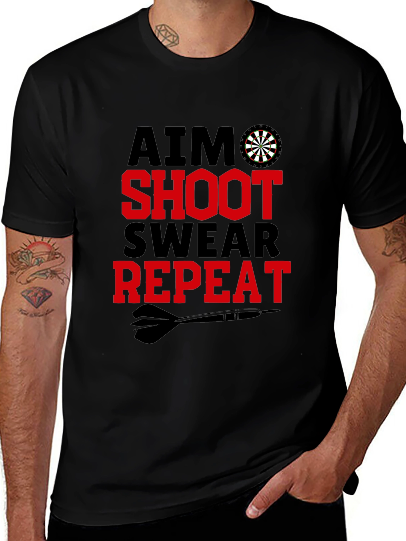 Variant 29 of Aim Shoot Swear Repeat Men's Graphic T-Shirt