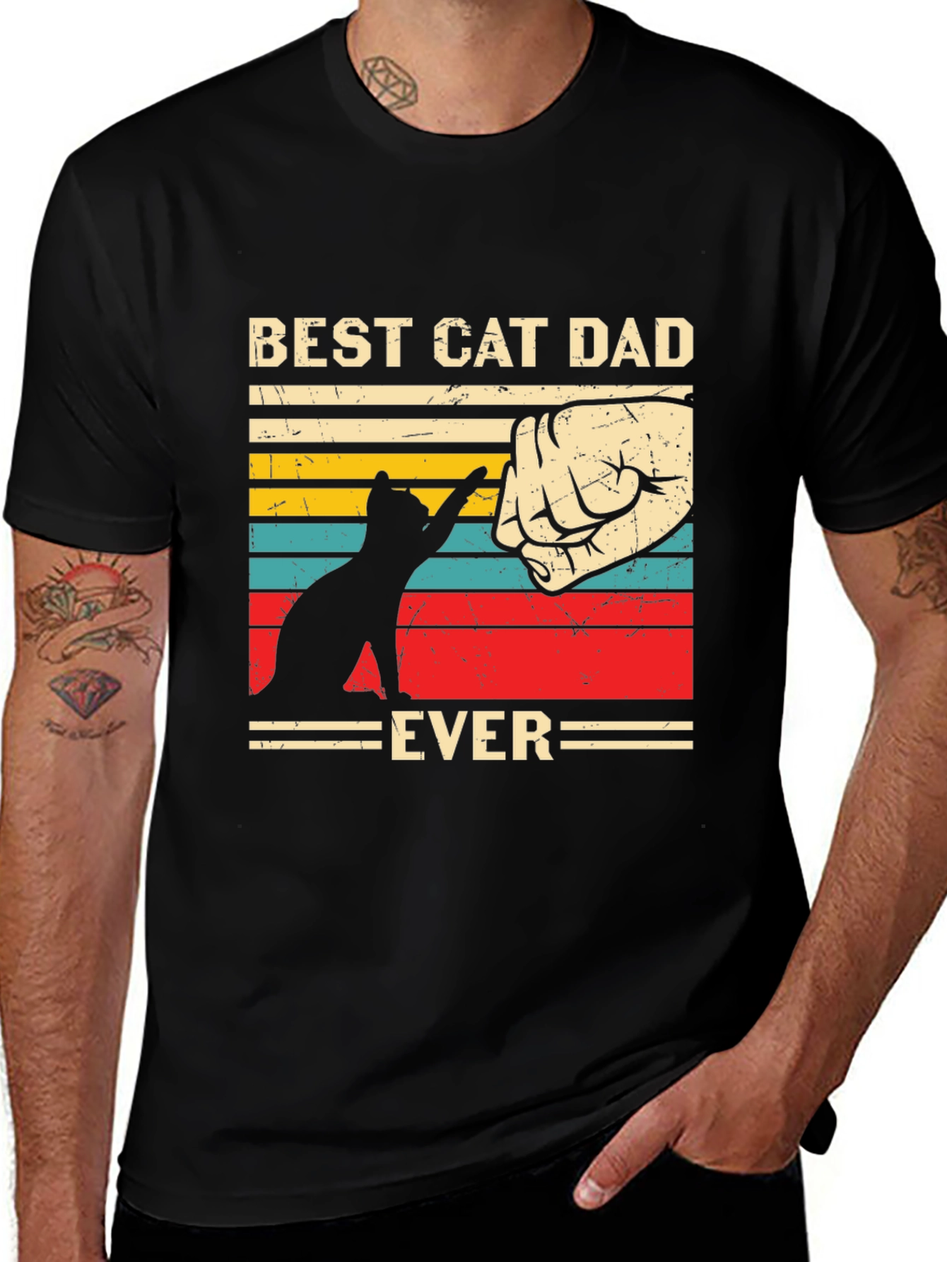 Variant 17 of Best Cat Dad Ever T-Shirt Vintage Style