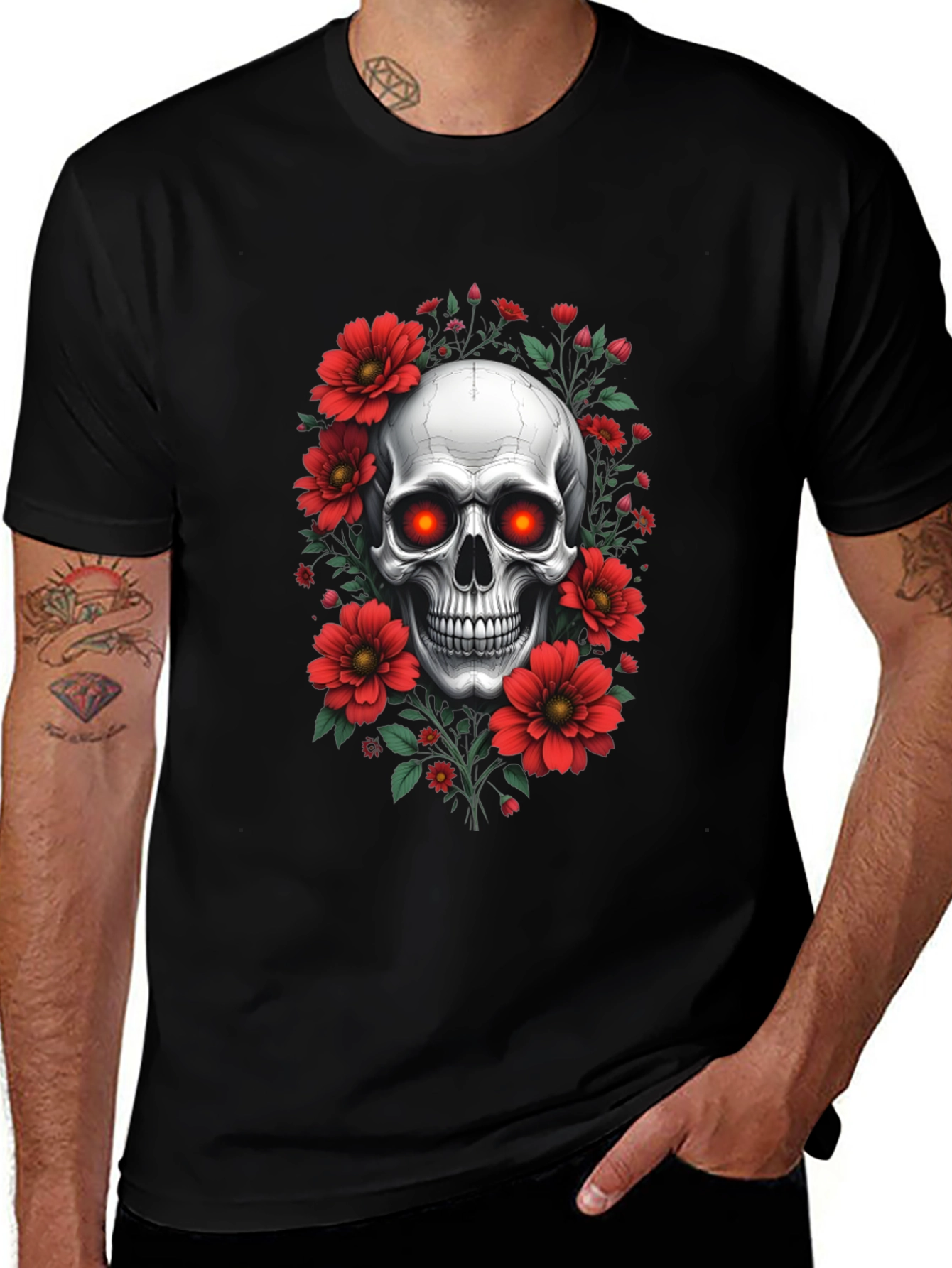 Variant 16 of Skull & Floral Graphic Tee