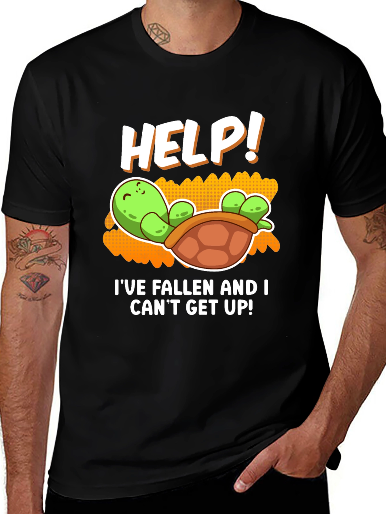 Variant 4 of Funny Turtle T-Shirt - HELP! I've Fallen!