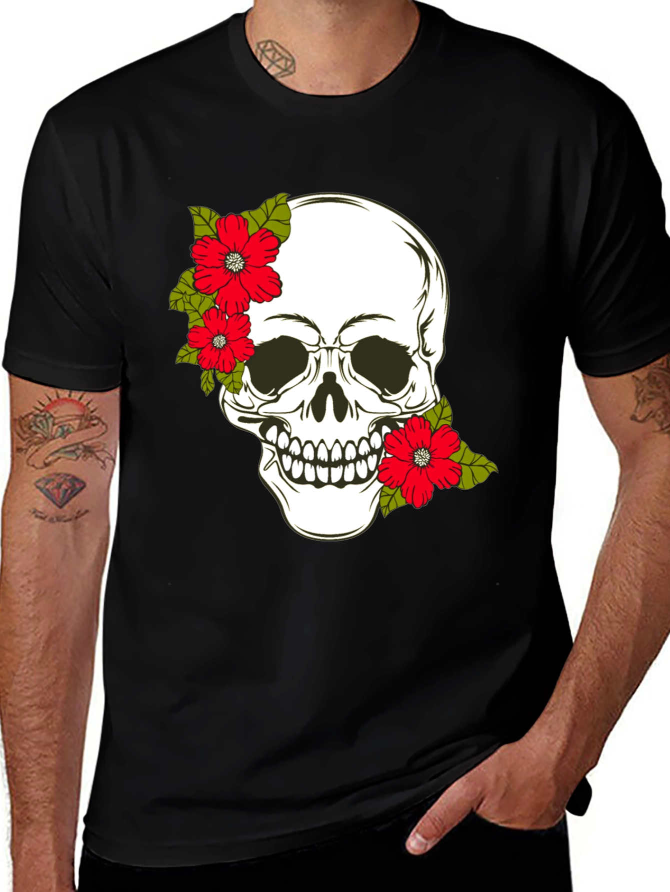Variant 24 of Skull & Floral Graphic Print Tee