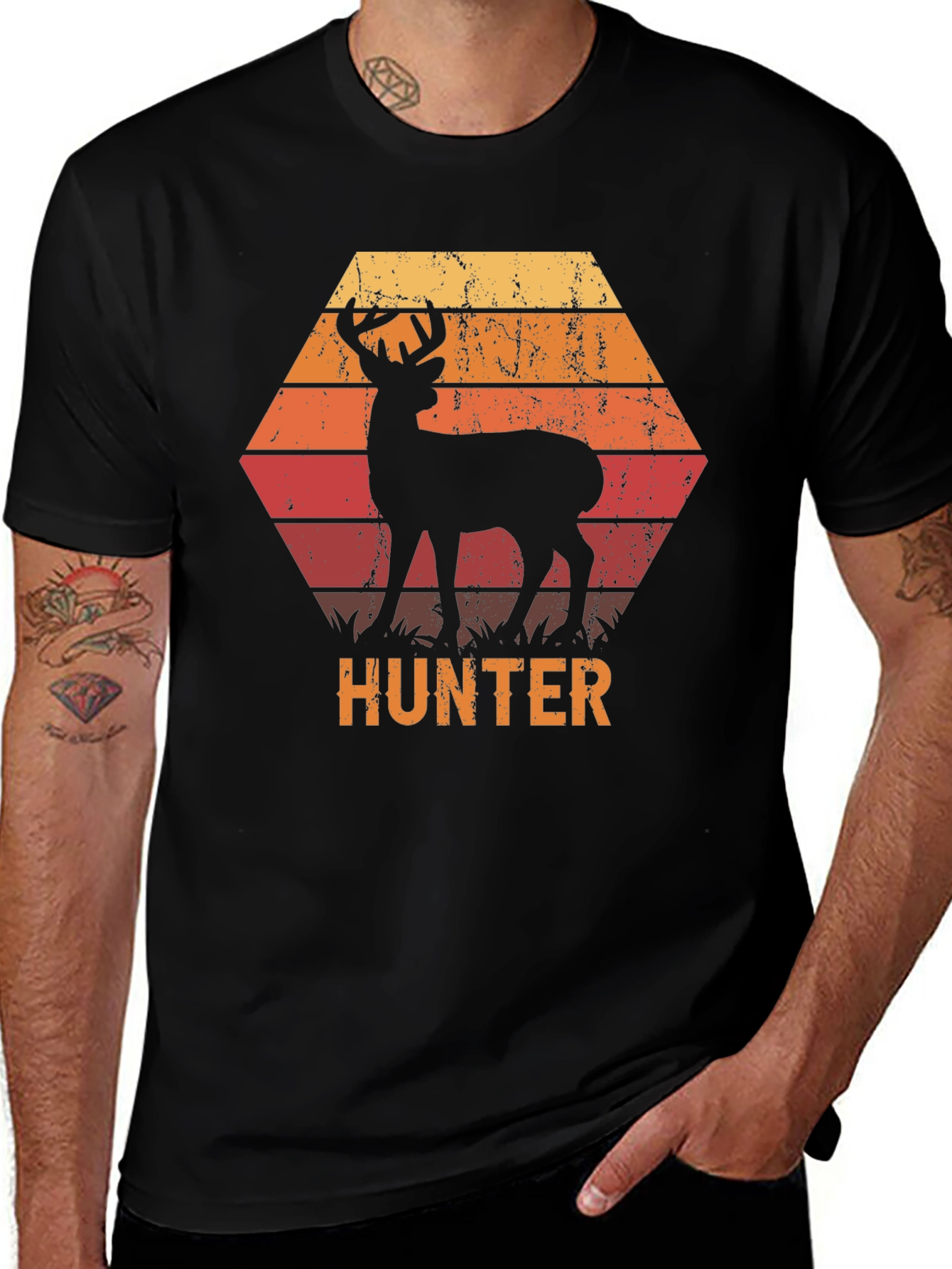 Variant 13 of Hunter Deer Graphic Tee | Men's Black T-Shirt