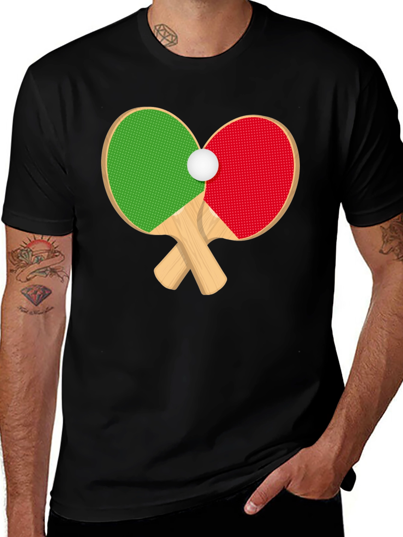 Ping Pong Paddles Heart T-Shirt - Table Tennis Love!