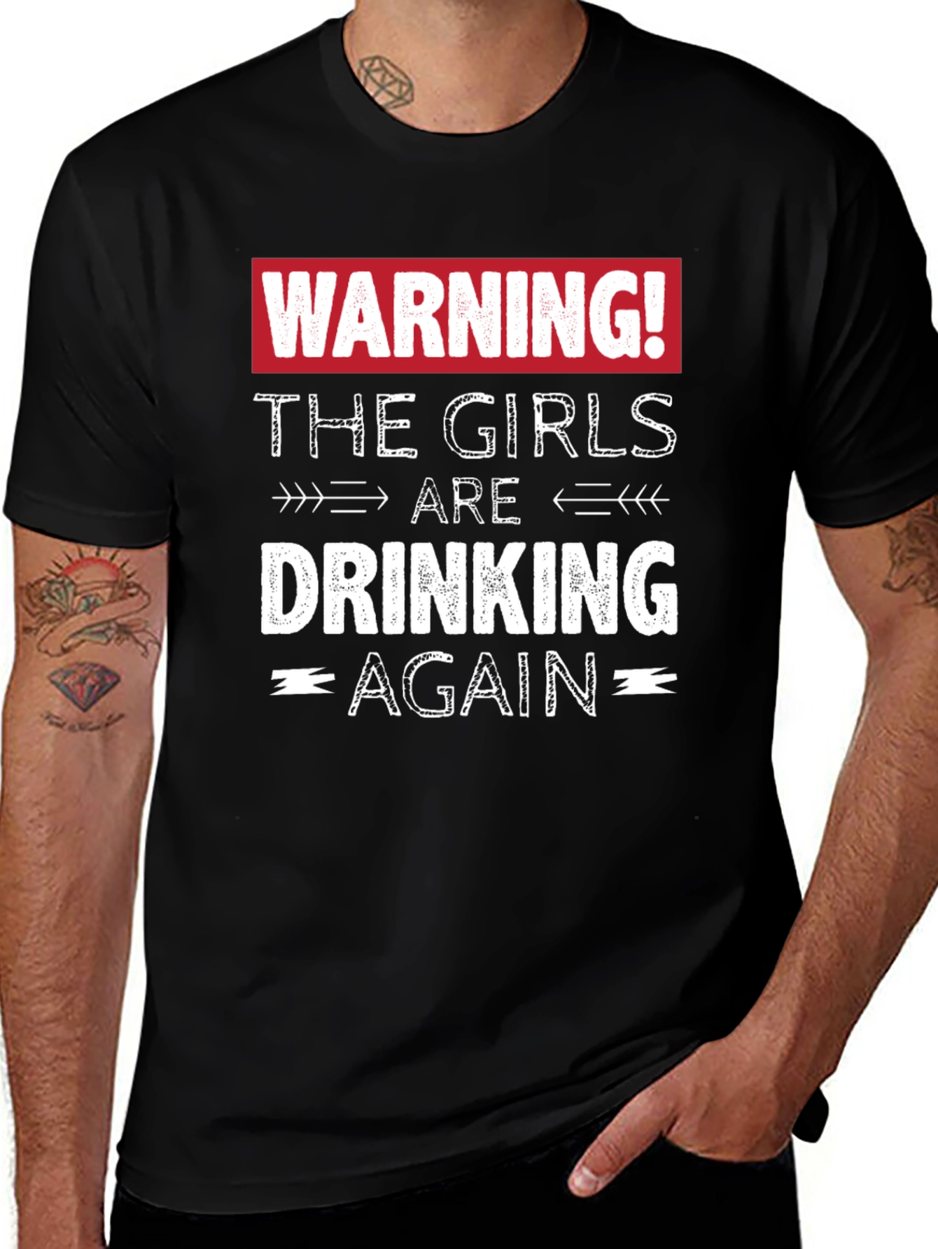 Black Warning! The Girls are Drinking Again T-Shirt main image