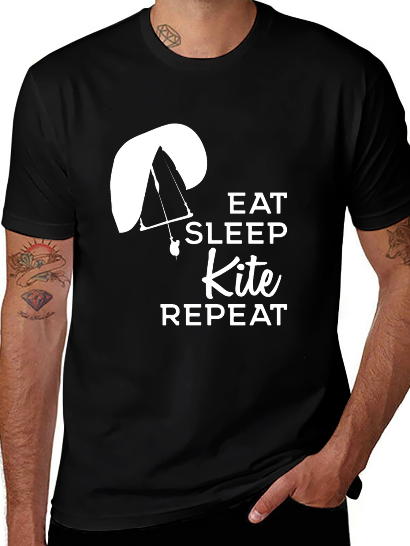 Variant 2 of Eat Sleep Kite Repeat T-Shirt - Paragliding Design