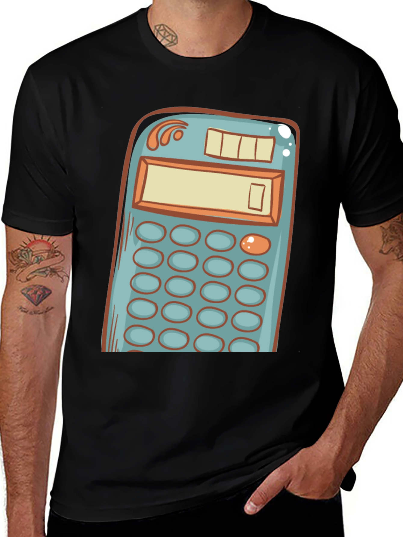 Calculator Graphic Print Black T-Shirt