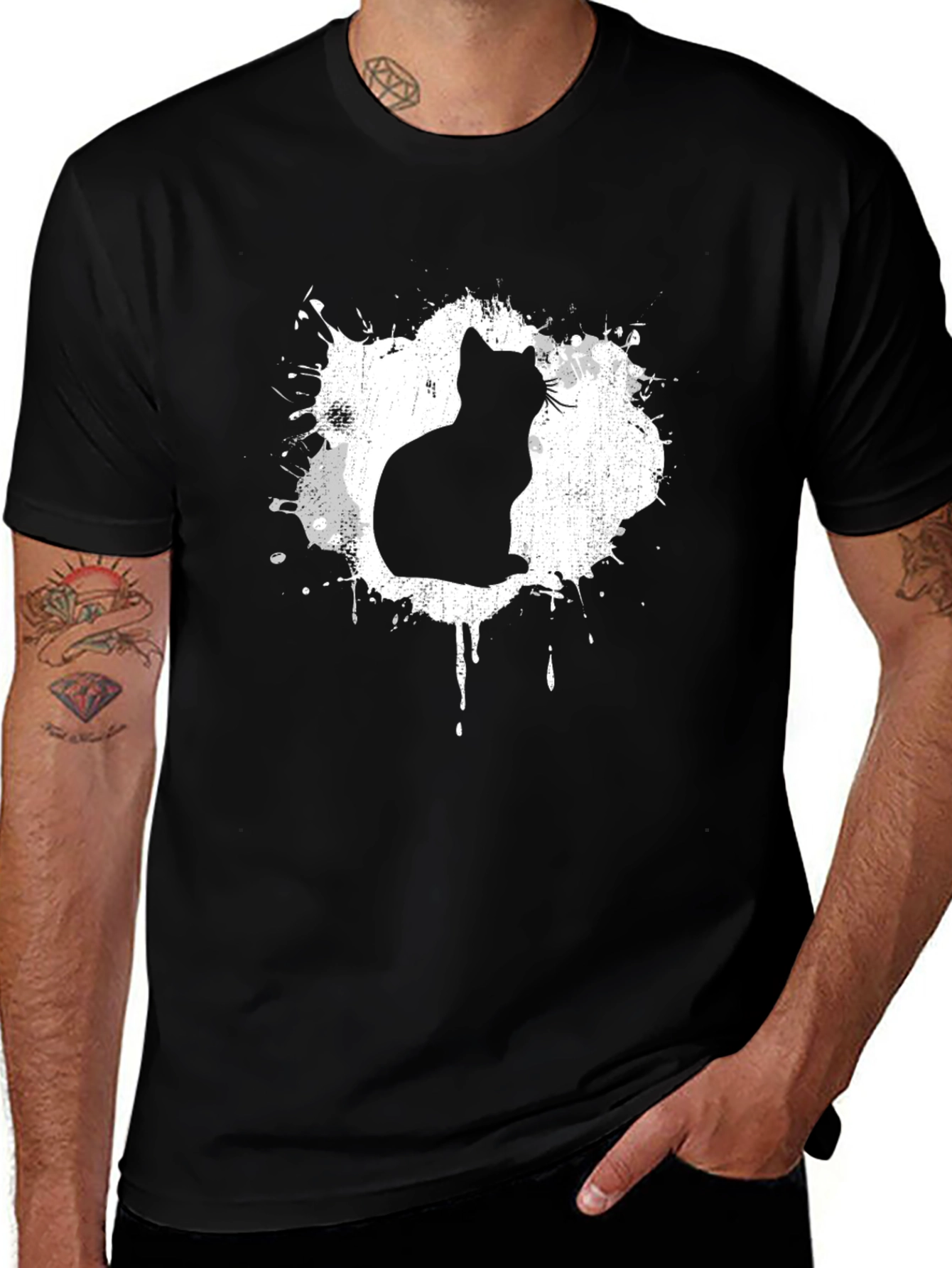 Variant 21 of Cool Cat Silhouette T-Shirt - Black