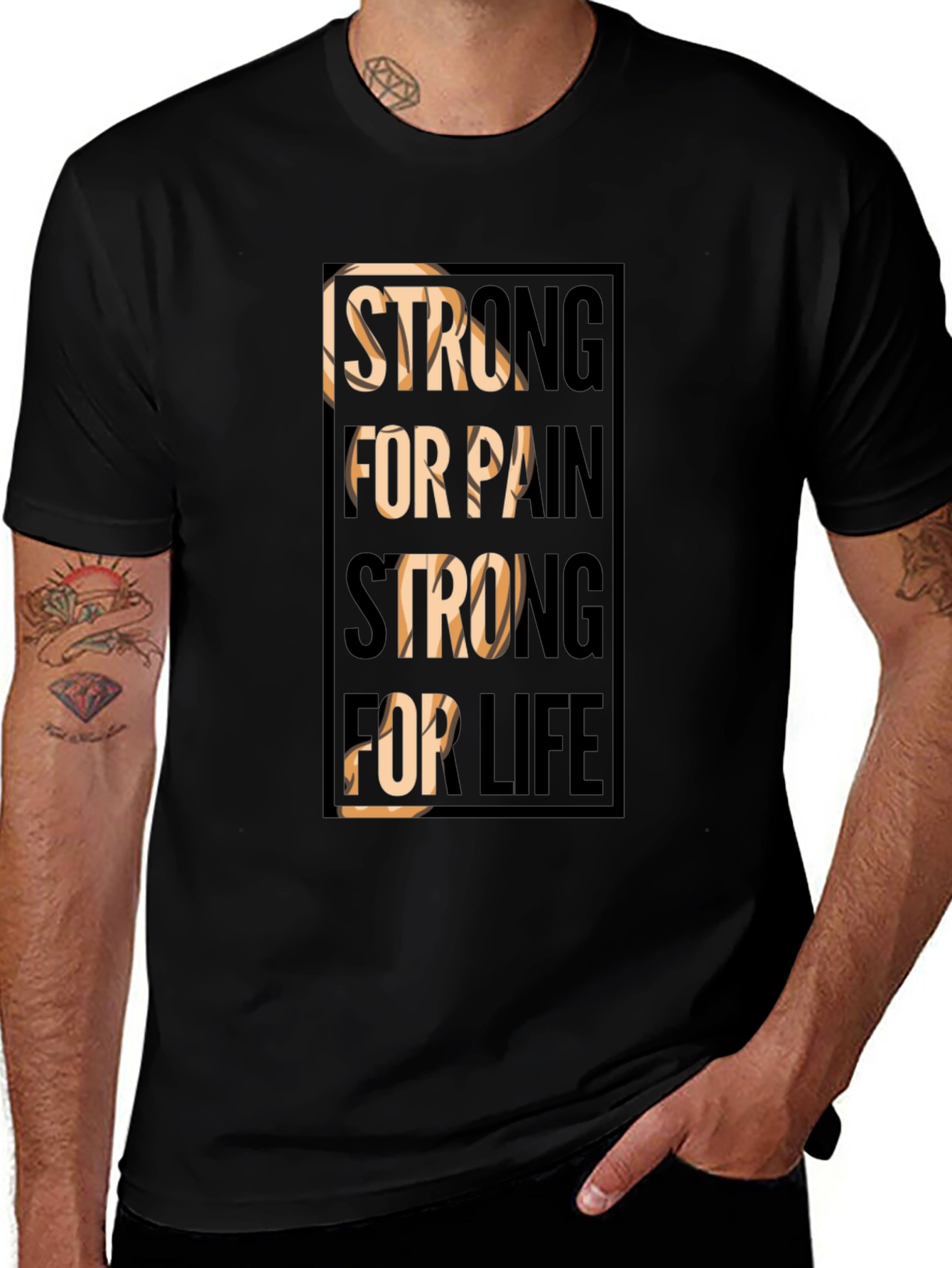 Variant 14 of Strong For Pain, Strong For Life Black Graphic T-Shirt