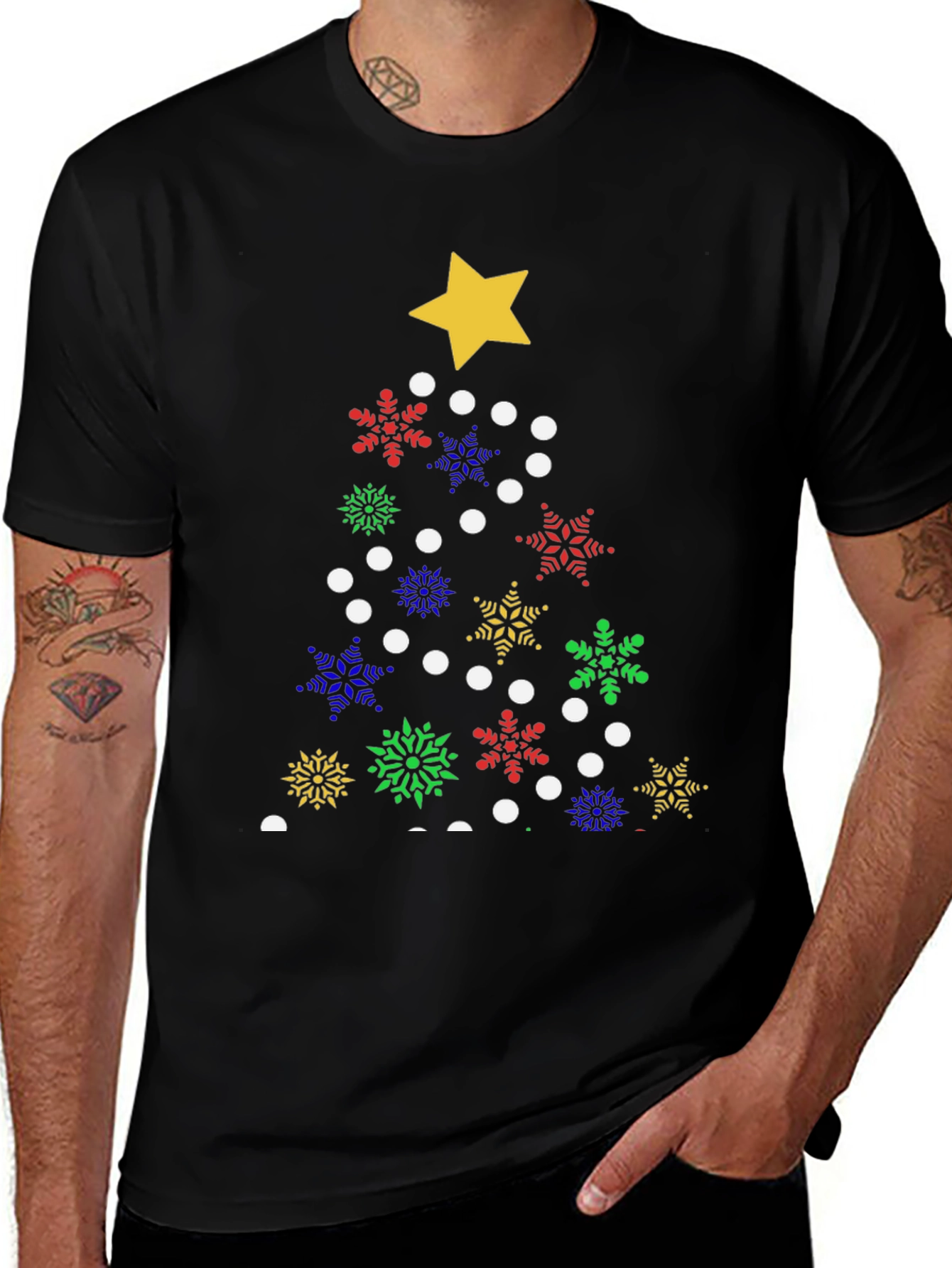 Variant 6 of Festive Christmas Tree Snowflake T-Shirt
